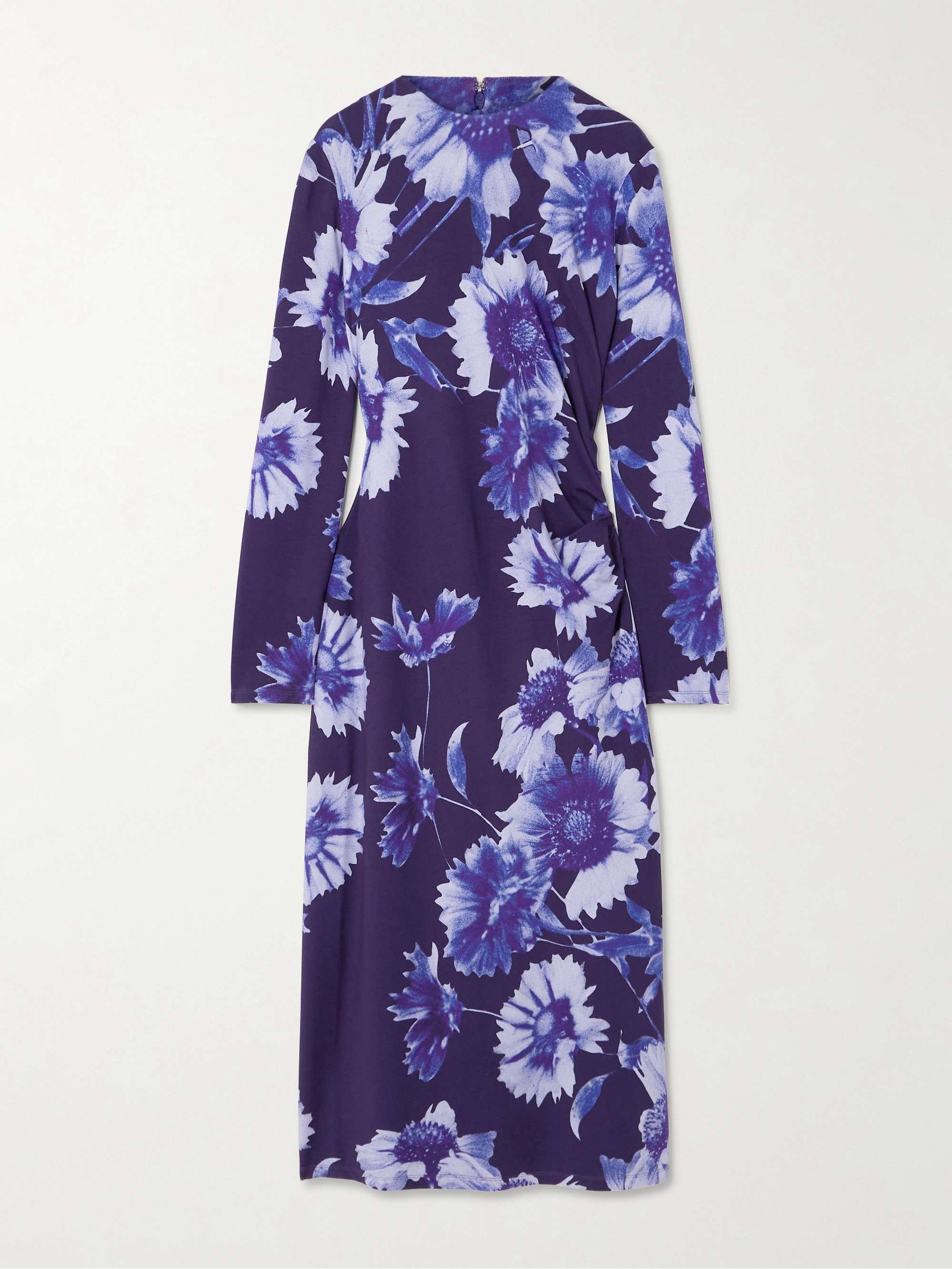 Troubridge floral-print gathered stretch-jersey midi dress hero visual