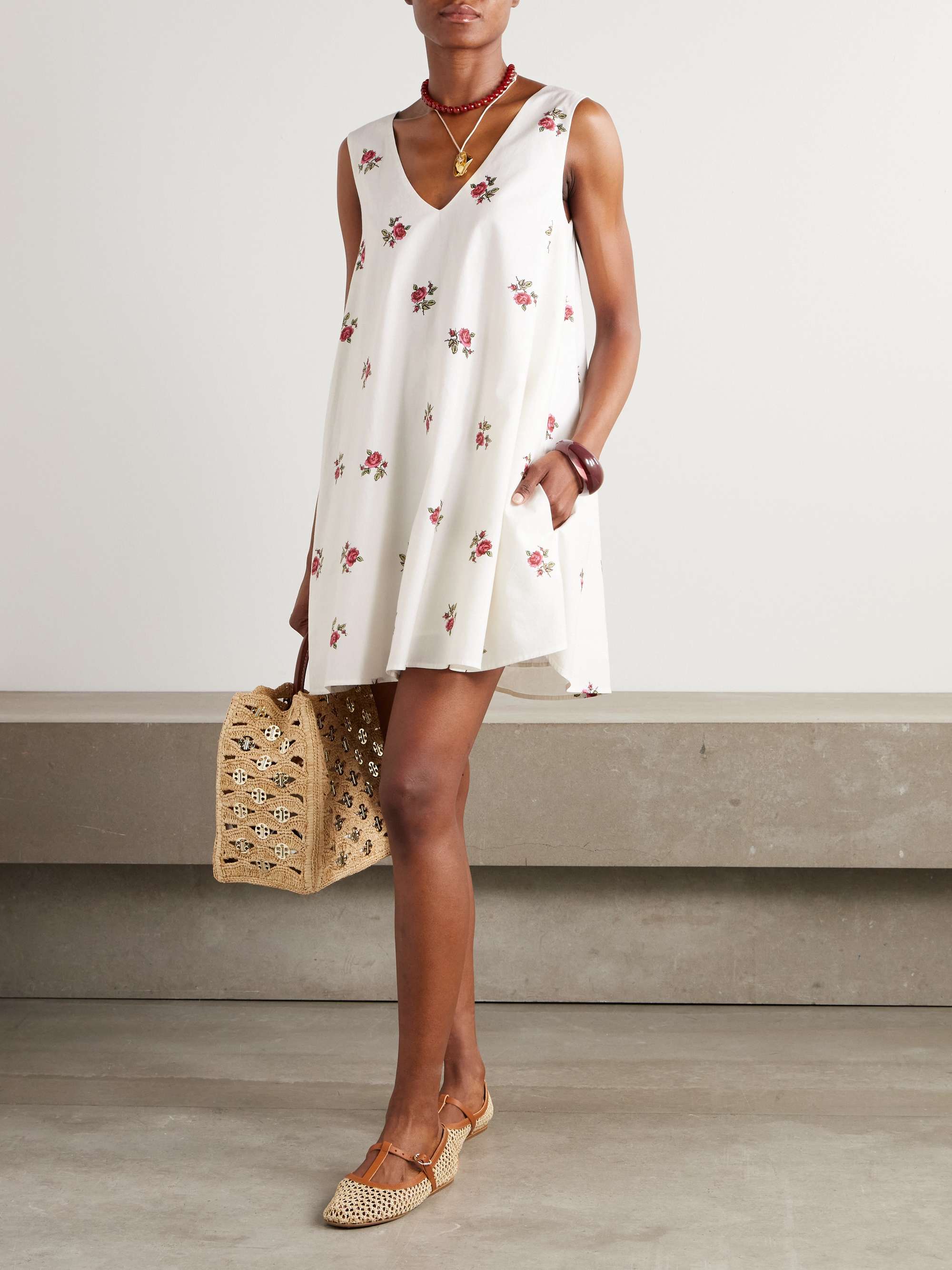 Soleil floral-print cotton-poplin mini dress view