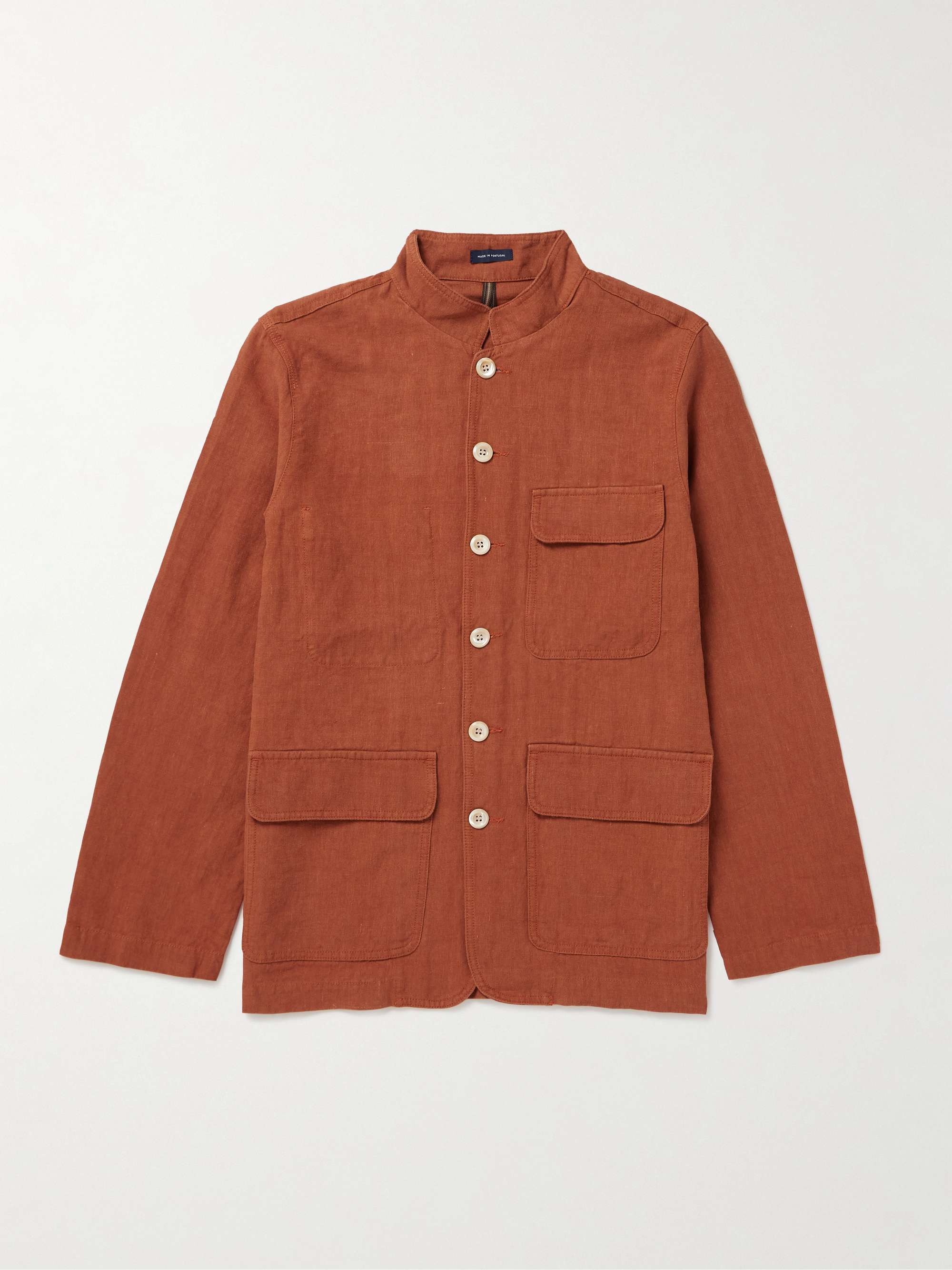 Nehru-Collar Linen Chore Jacket hero visual