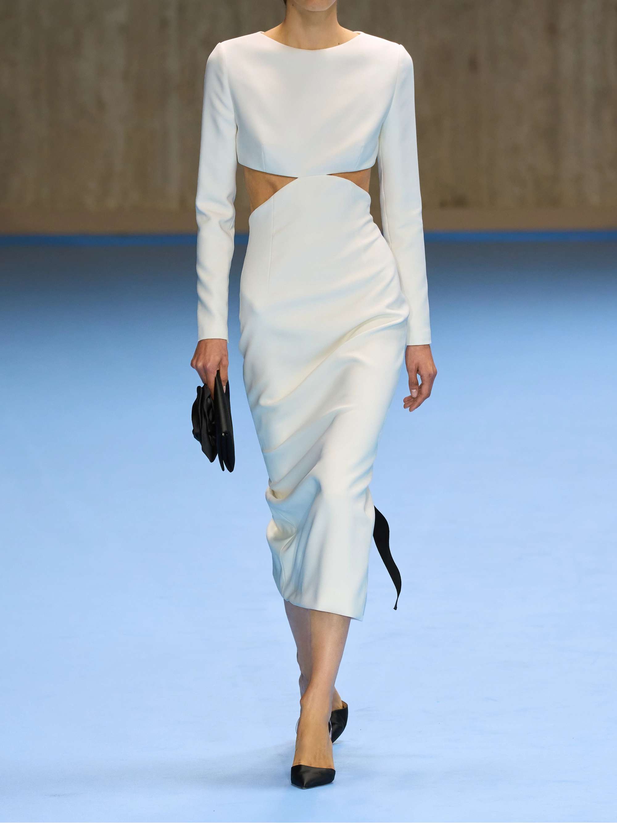 Cutout bow-embellished crepe midi dress view