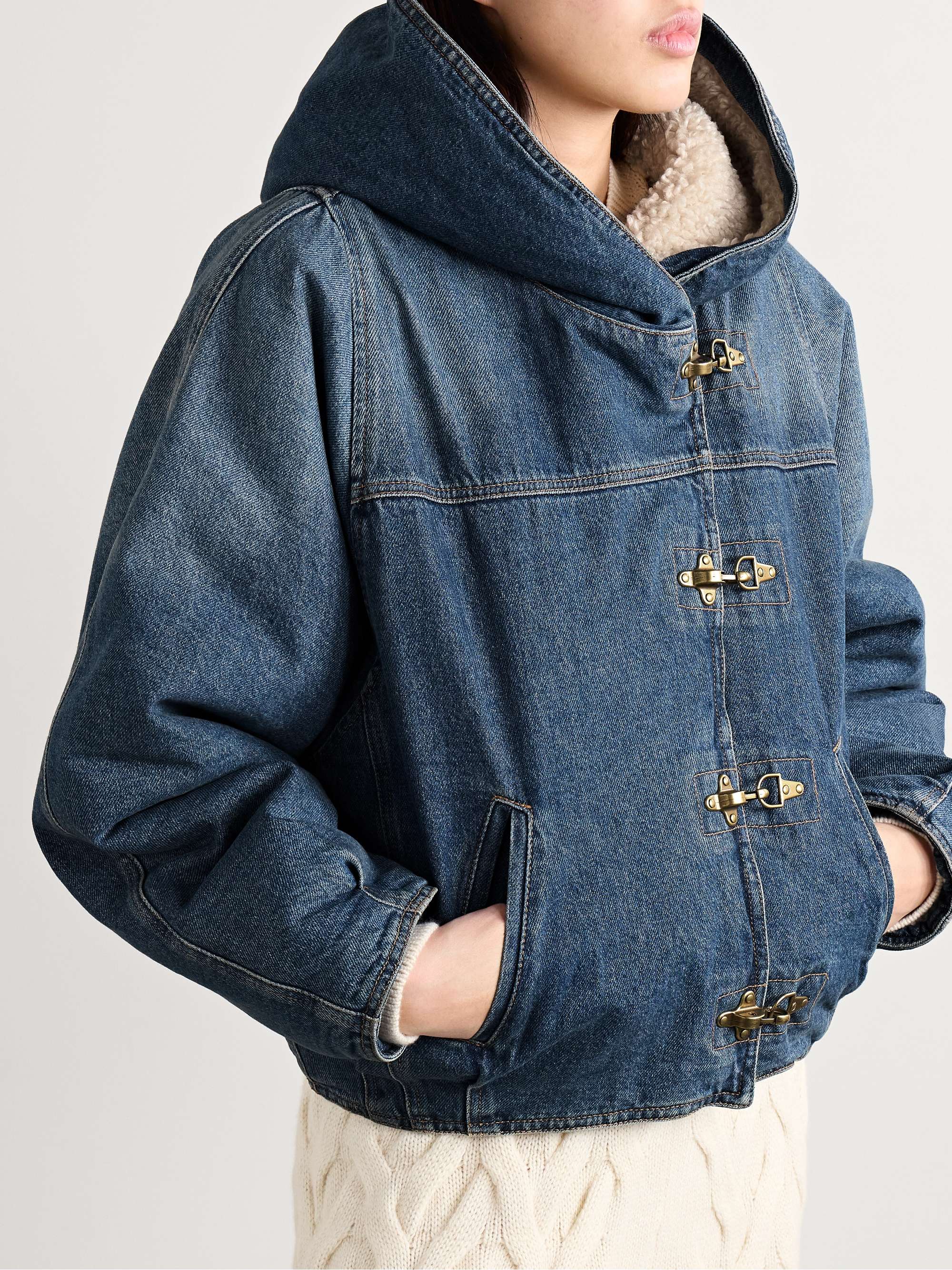 Biane fleece-lined hooded denim jacket view