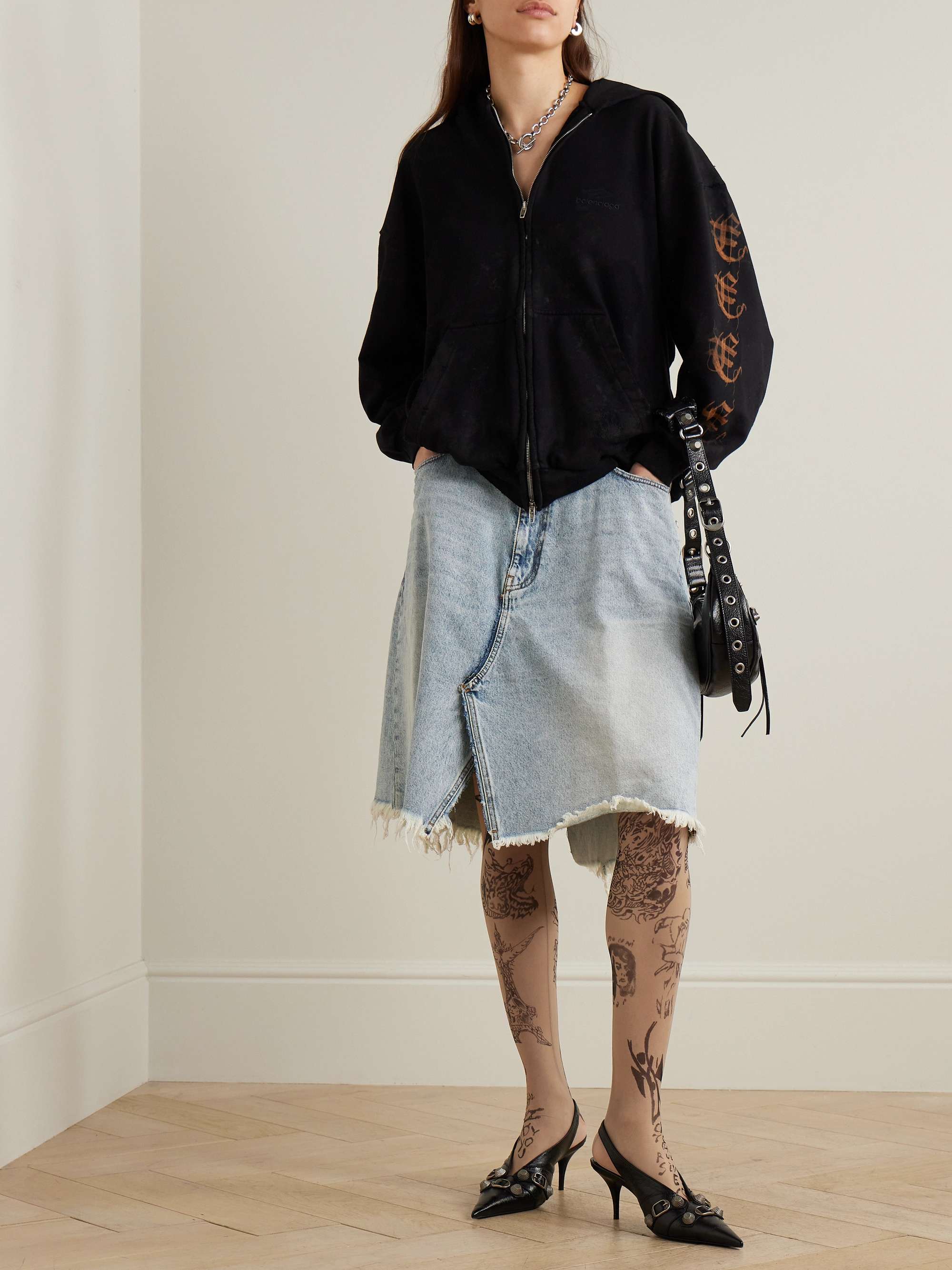 Tat printed stretch-tulle tights view
