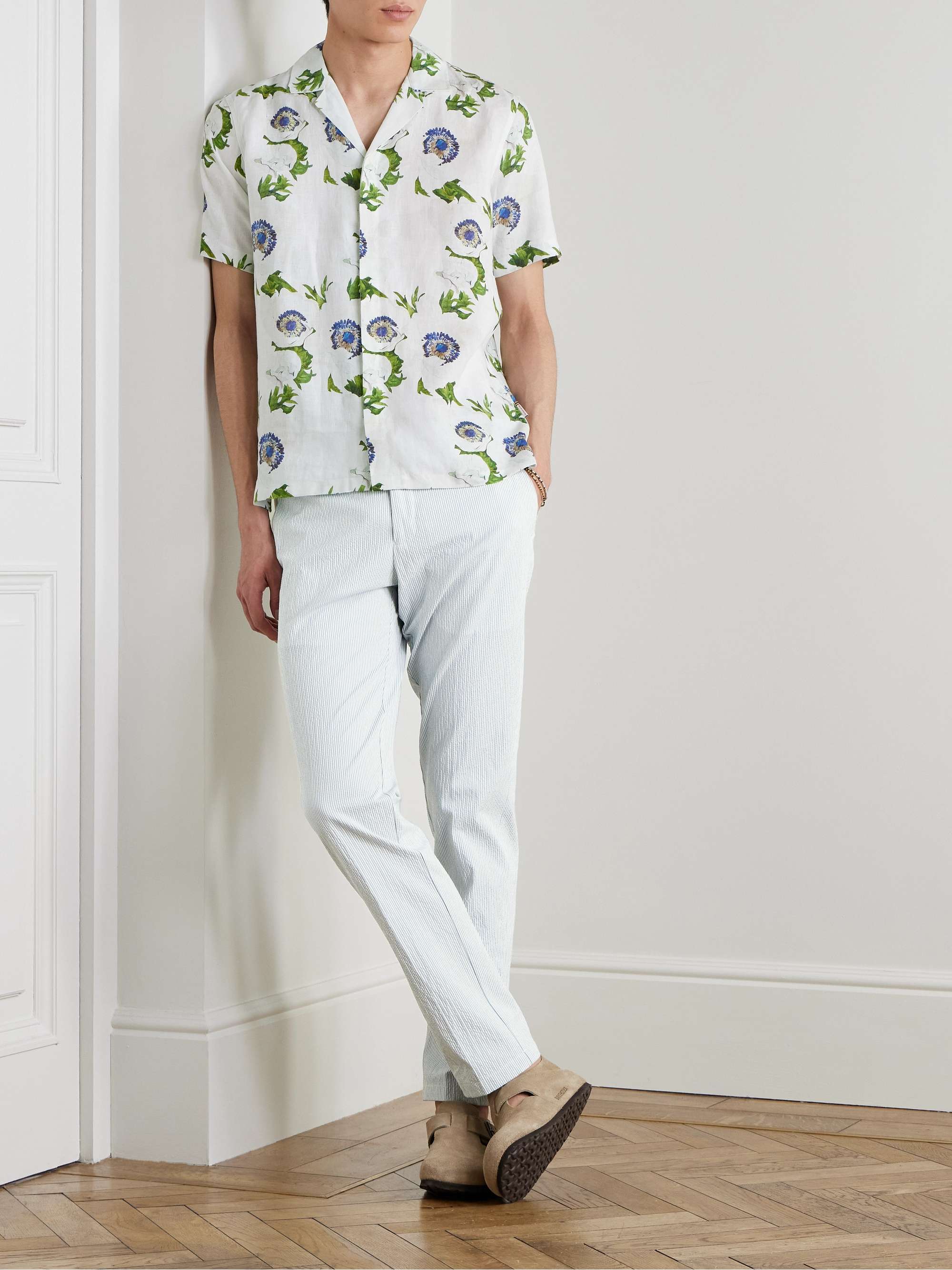 Maitan Camp-Collar Floral-Print Linen Shirt view
