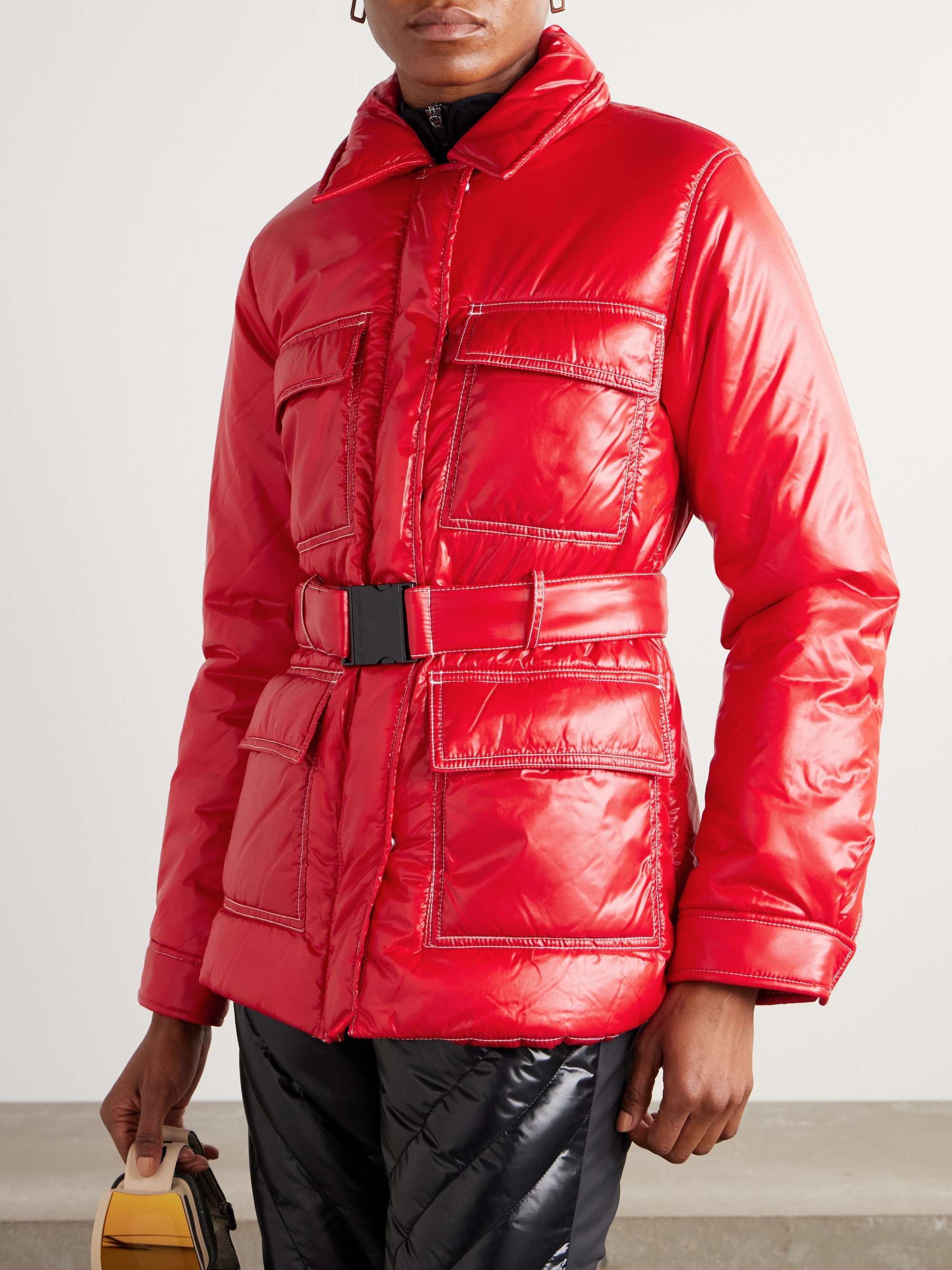Jade belted quilted padded glossed-shell ski jacket view