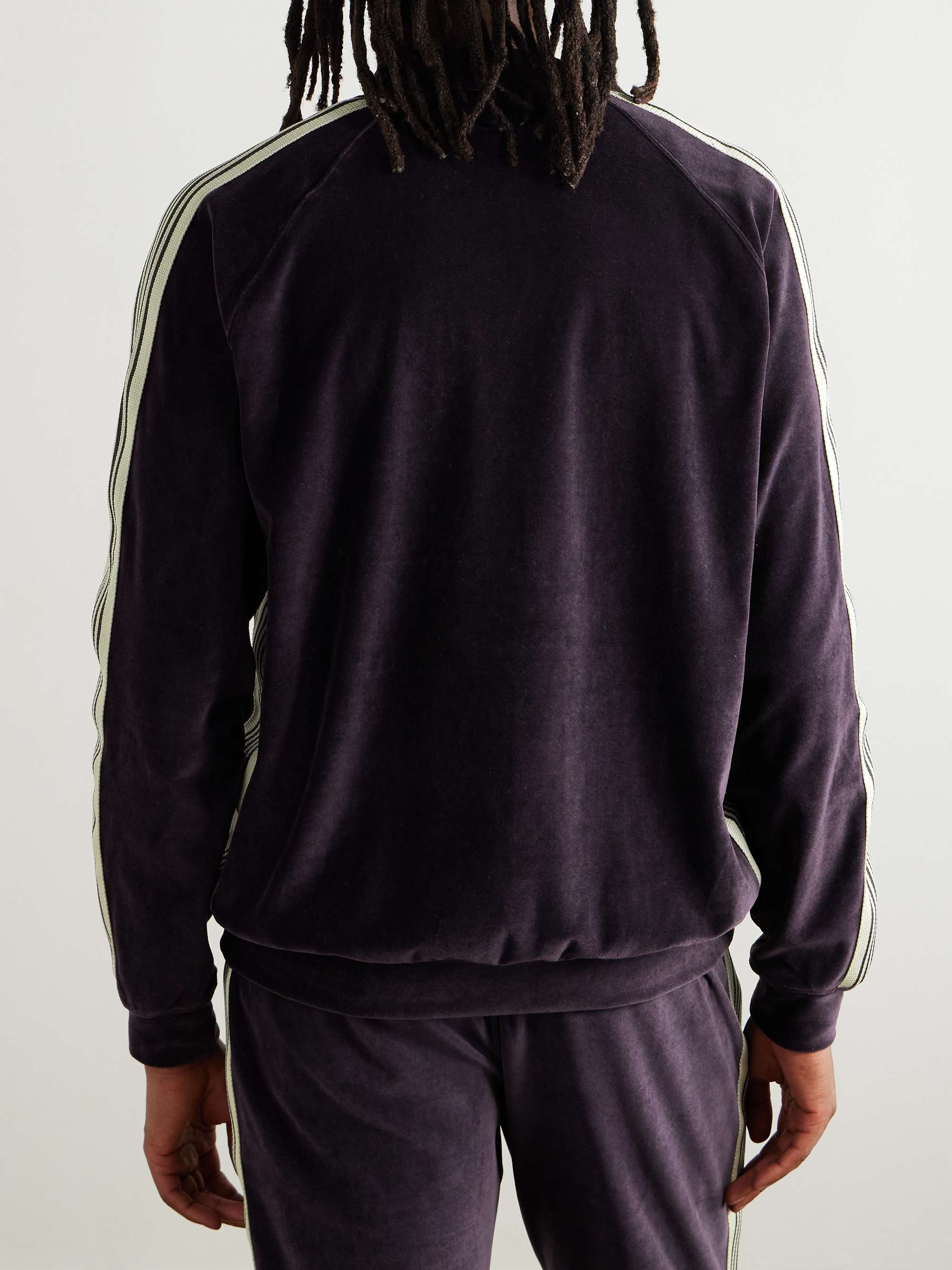 Logo-Embroidered Striped Cotton-Blend Velour Jacket view
