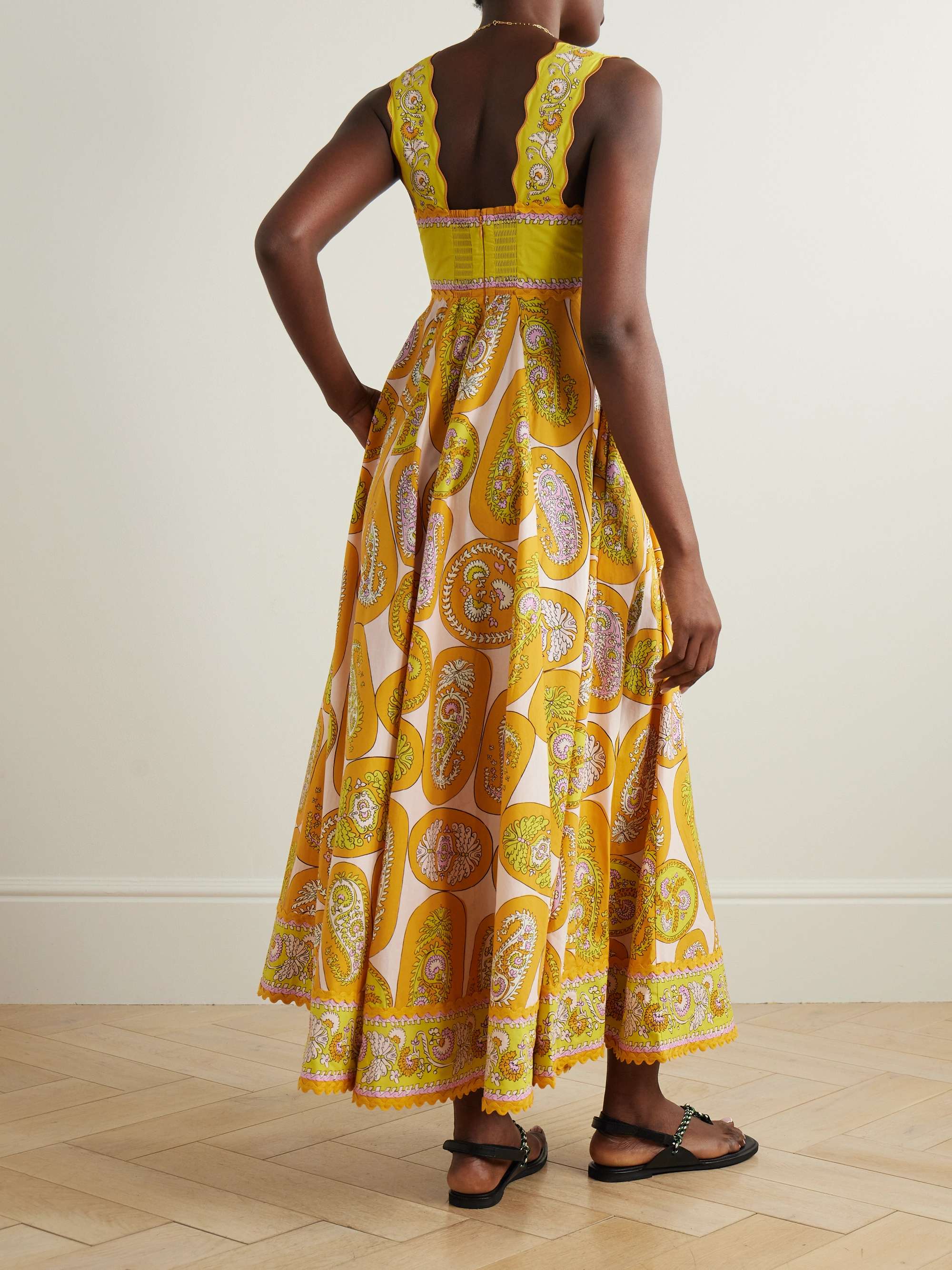 Diana pleated printed organic cotton midi dress view