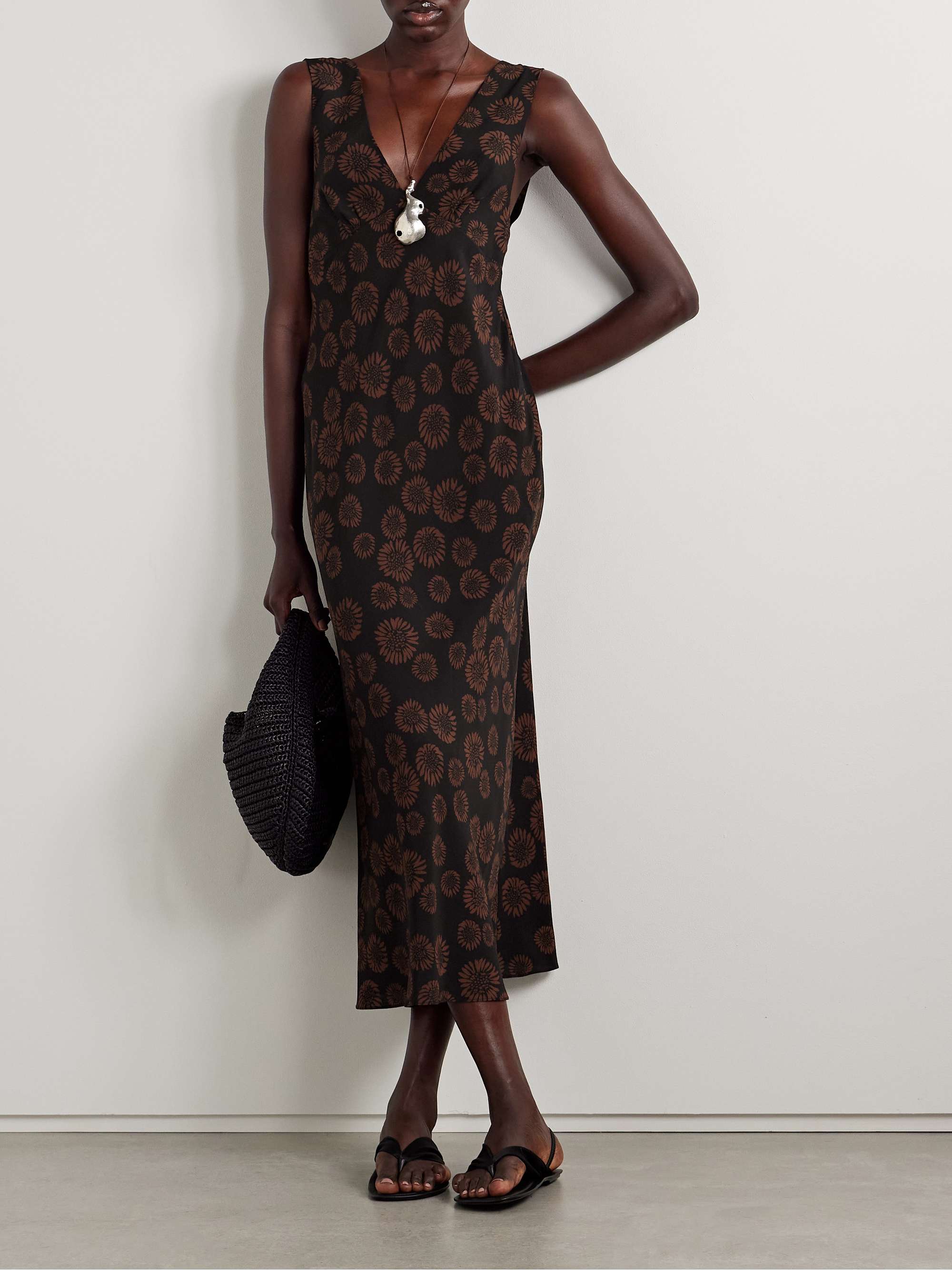 Floral-print silk crepe de chine maxi dress view