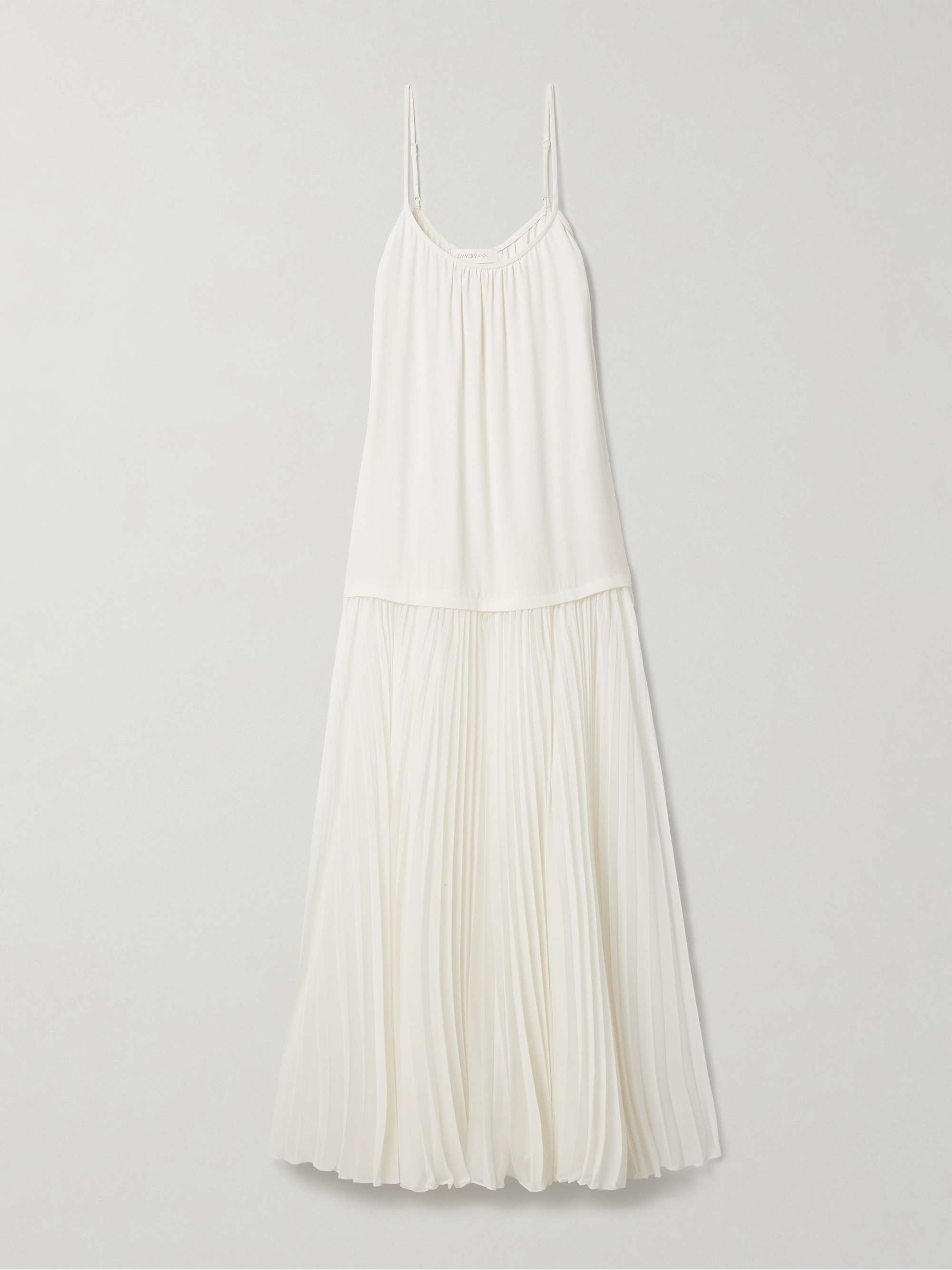Crepe de chine and plissé-chiffon maxi dress hero visual