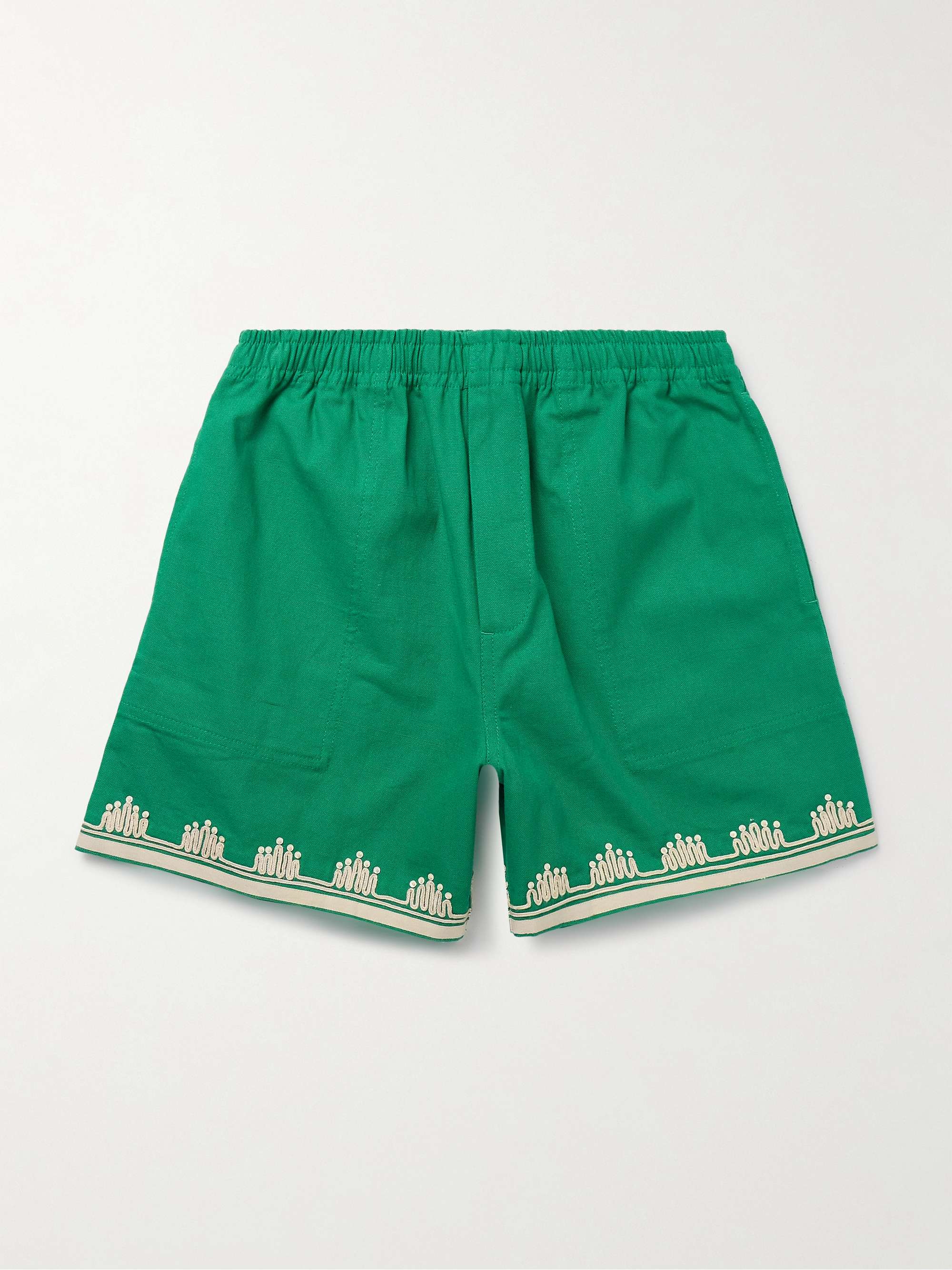 Ripple Straight-Leg Embellished Grosgrain-Trimmed Cotton-Canvas Shorts hero visual