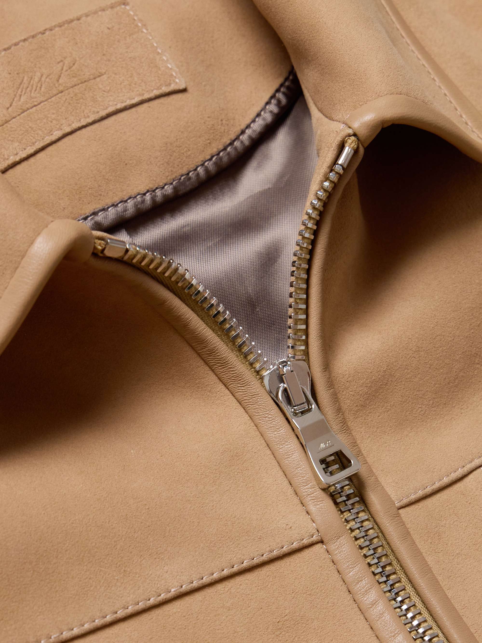 Panelled Leather-Trimmed Suede Jacket view