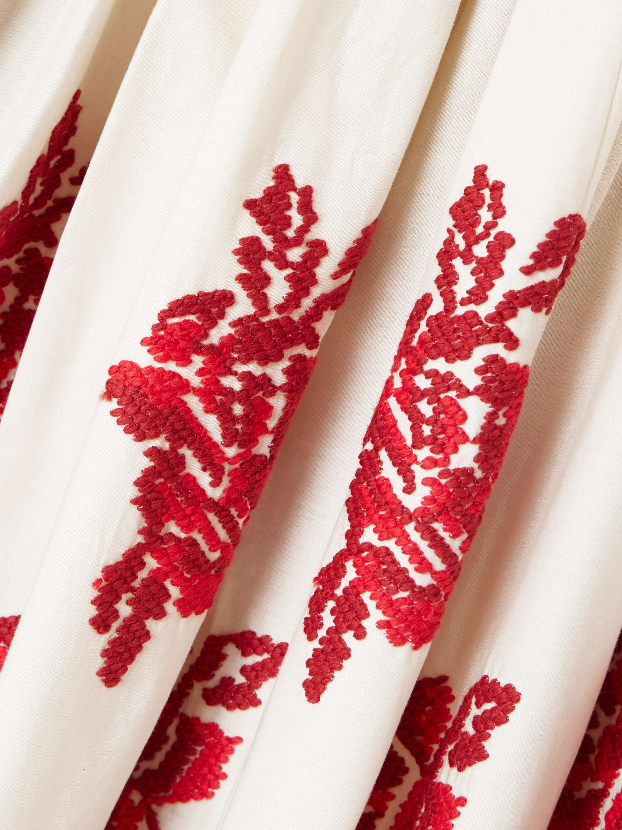 Vanessa pleated embroidered cotton-poplin maxi skirt view