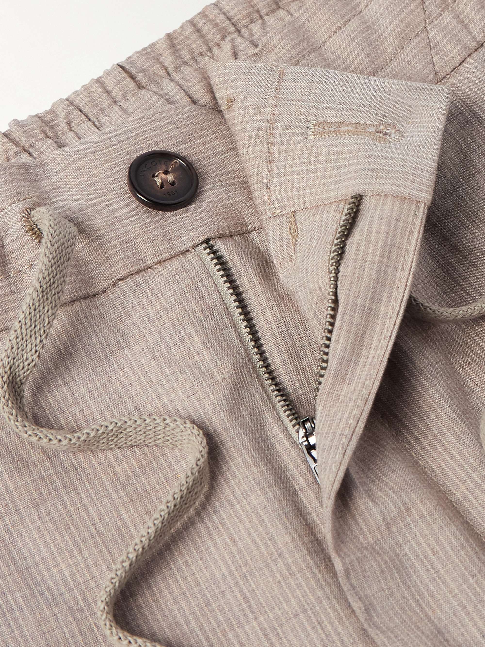 Venezia 1951 Slim-Fit Tapered Pleated Striped Cotton-Blend Trousers view