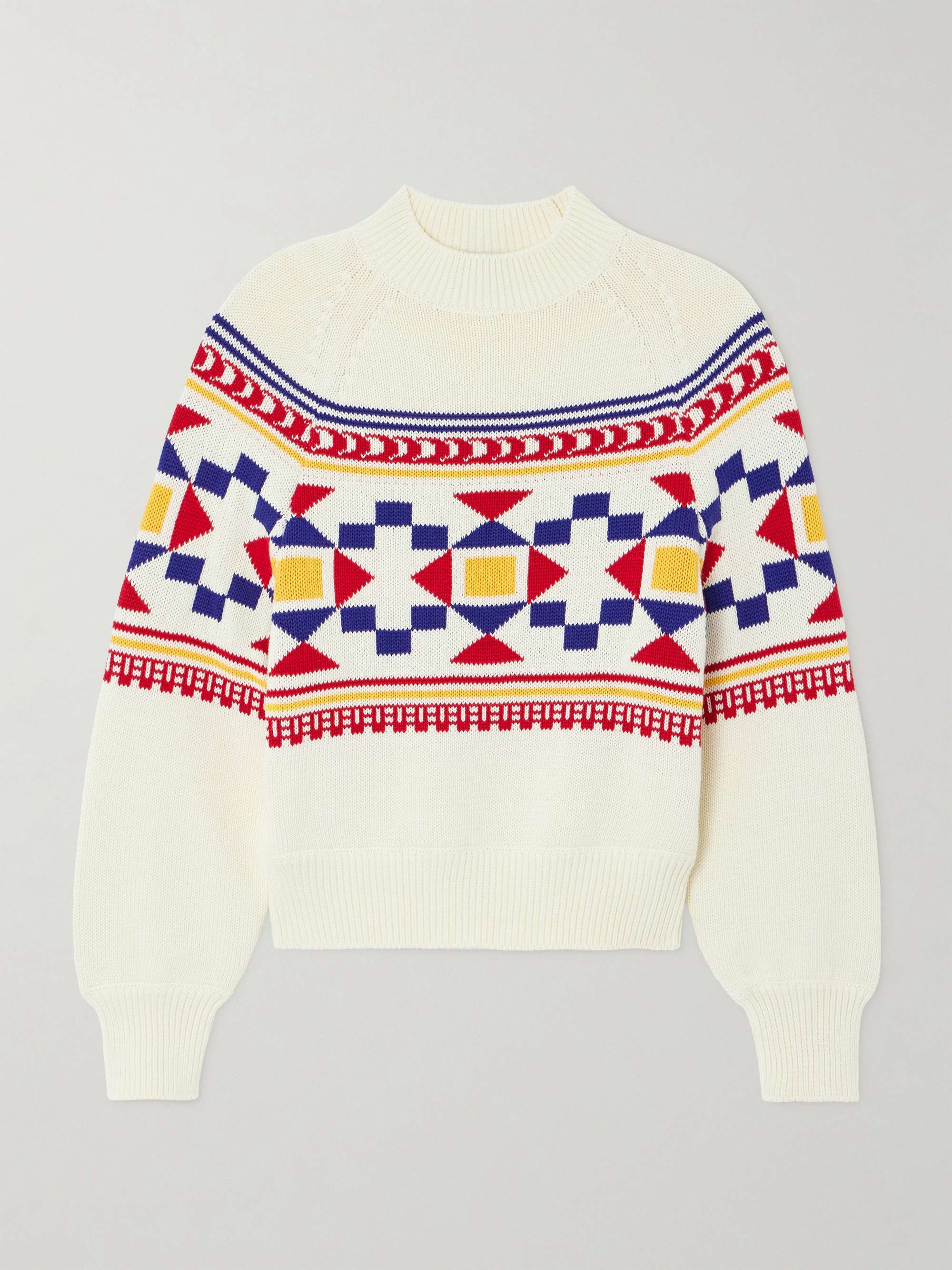Lara intarsia-knit cotton-blend sweater hero visual