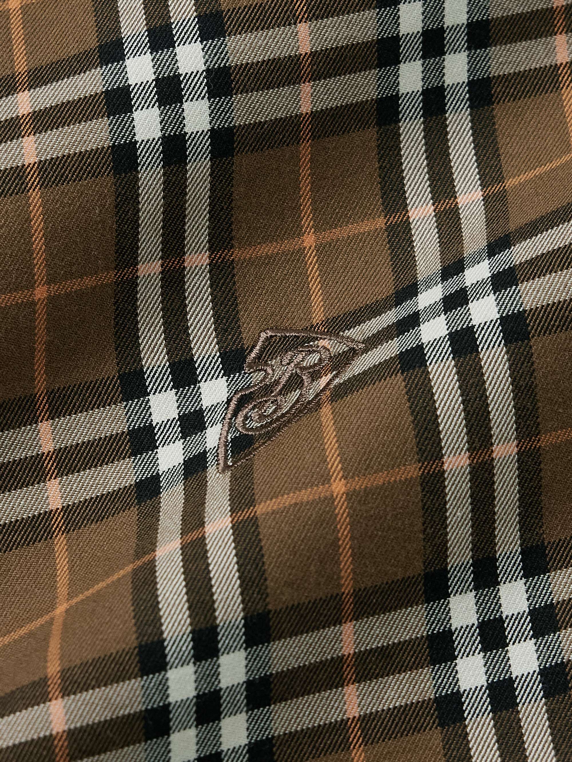 Button-Down Collar Logo-Embroidered Checked Cotton-Flannel Shirt view