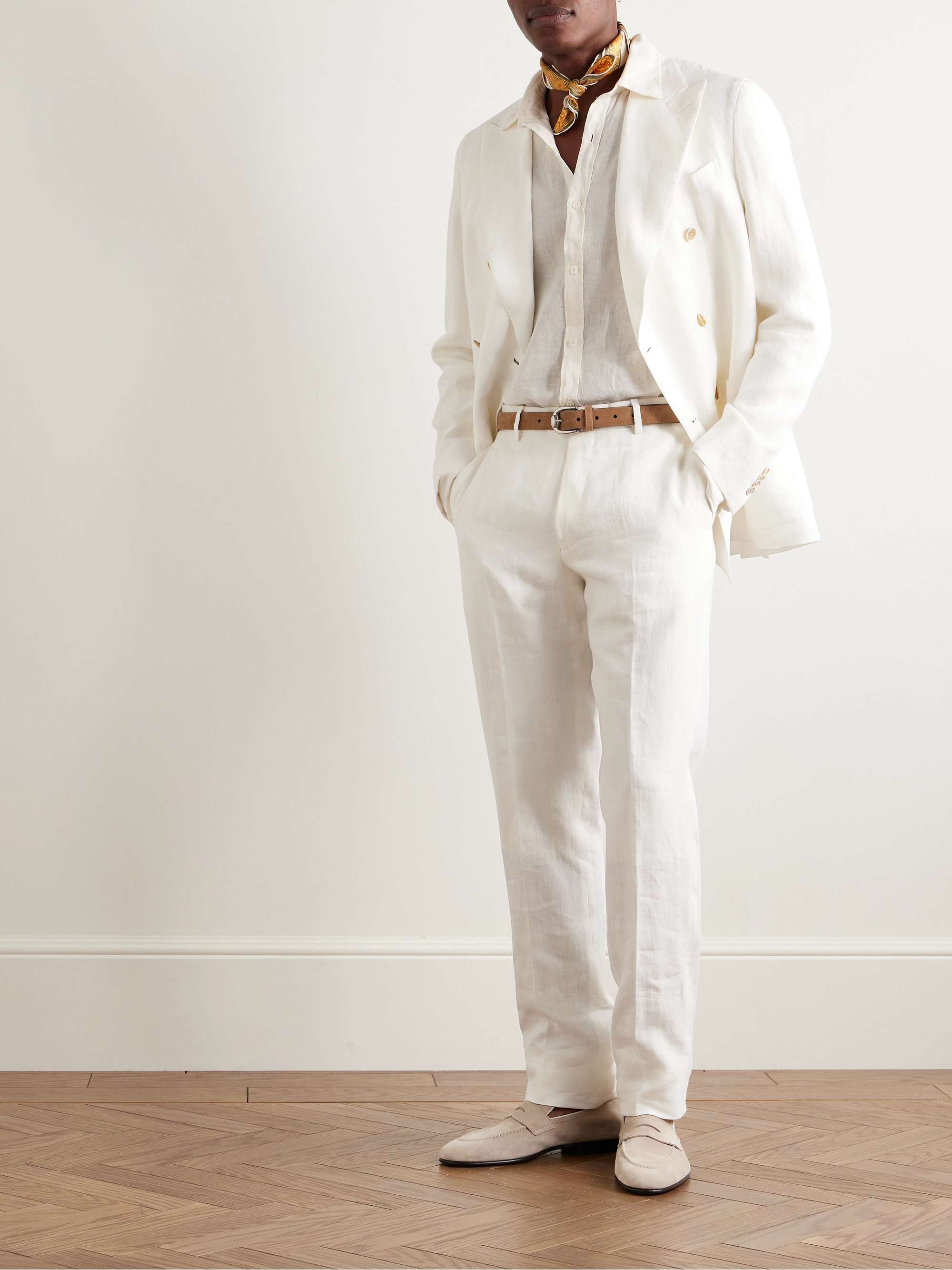 Straight-Leg Linen Suit Trousers view