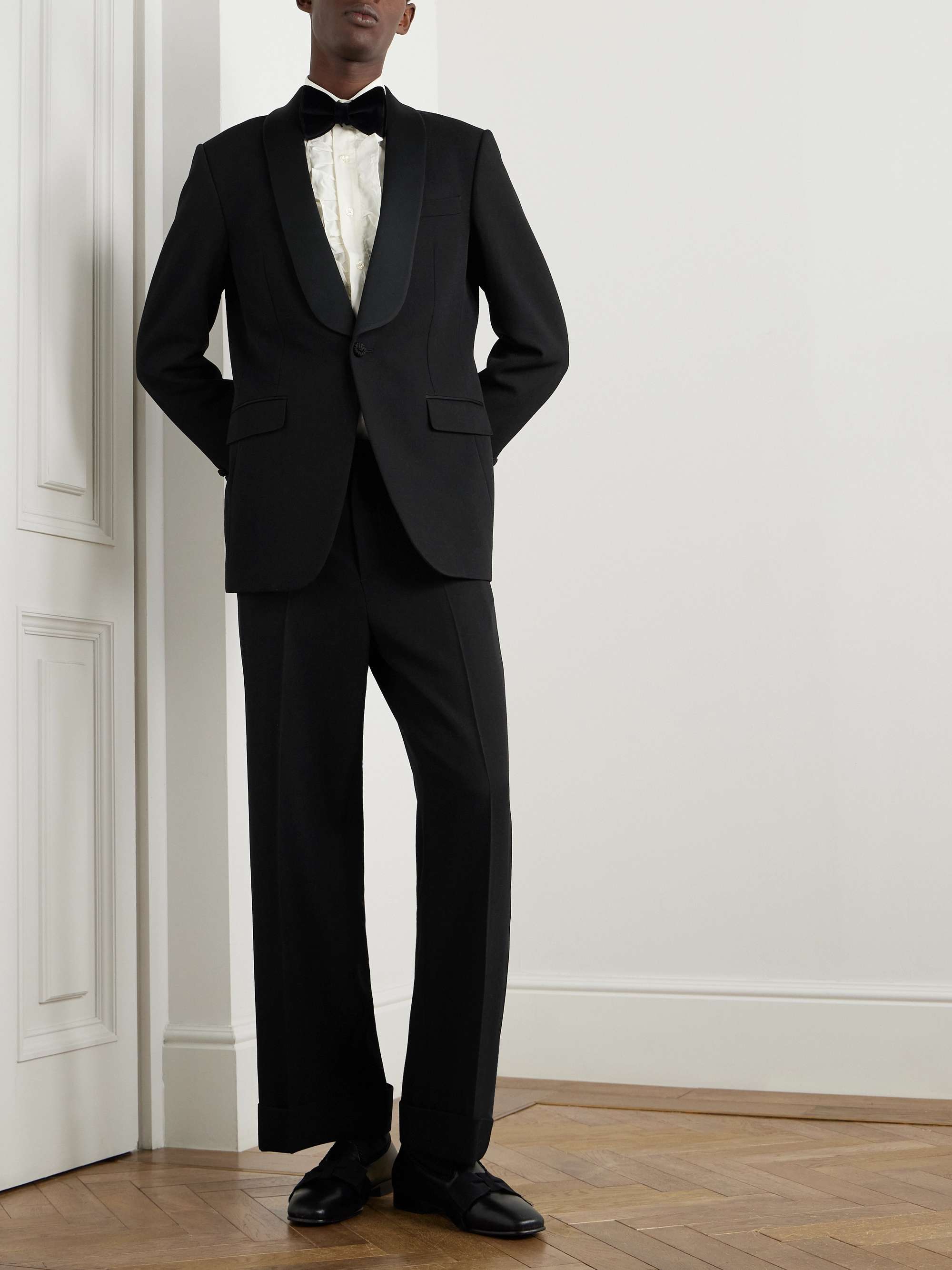 Straight-Leg Satin-Trimmed Grain De Poudre Wool Tuxedo Trousers view