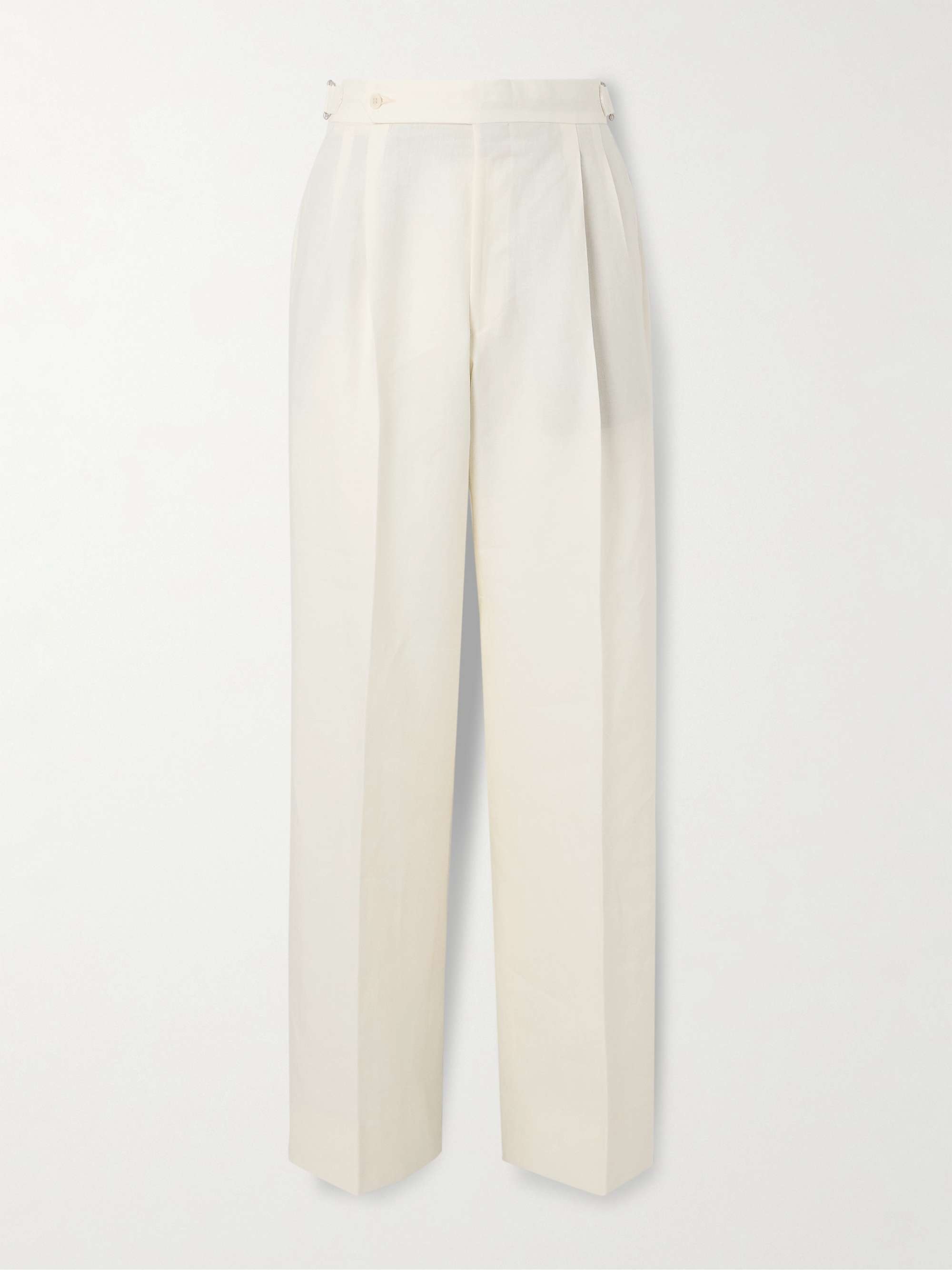 Straight-Leg Pleated Linen-Canvas Trousers hero visual