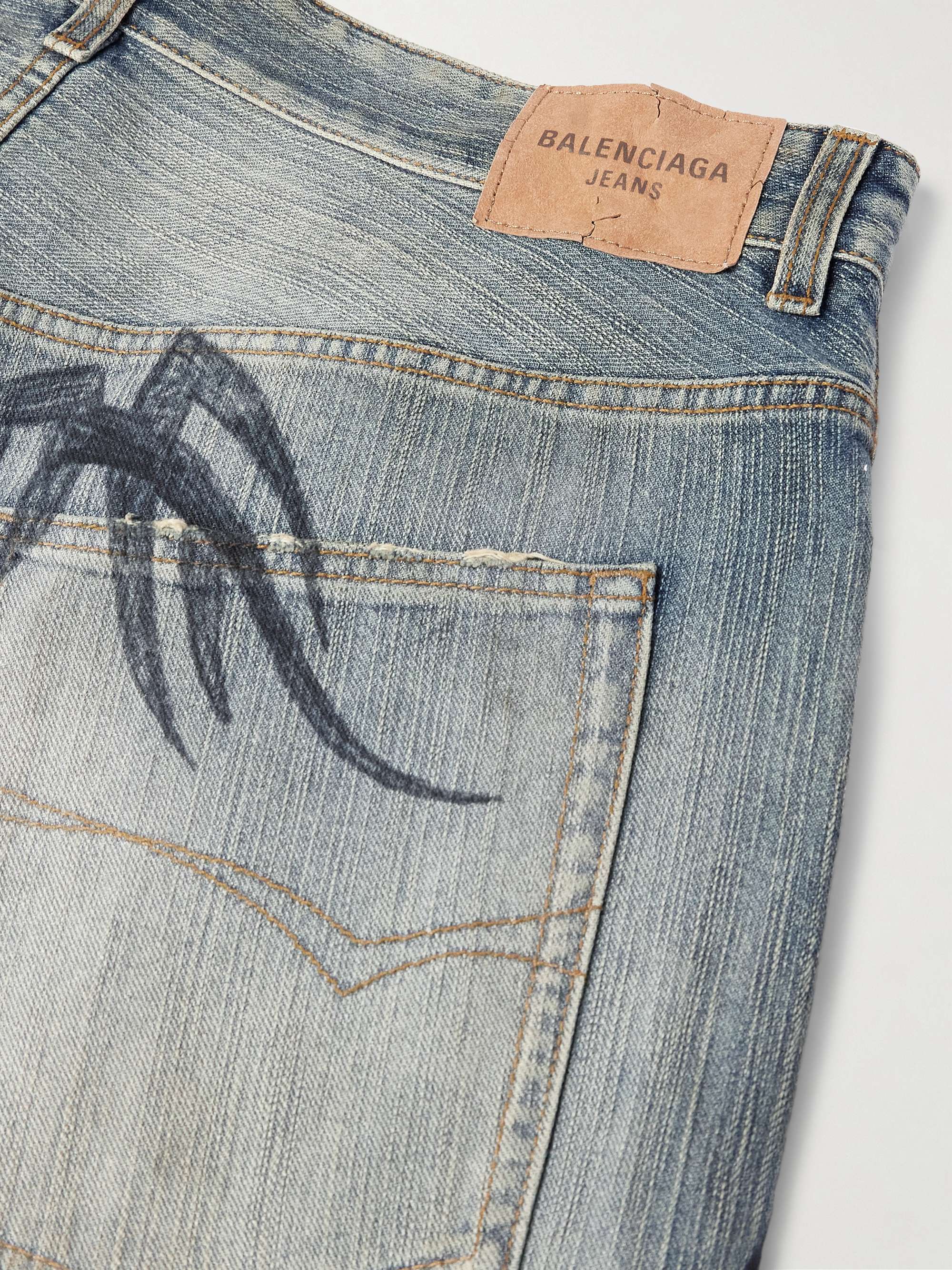 Y2K Wide-Leg Distressed Printed Jeans view