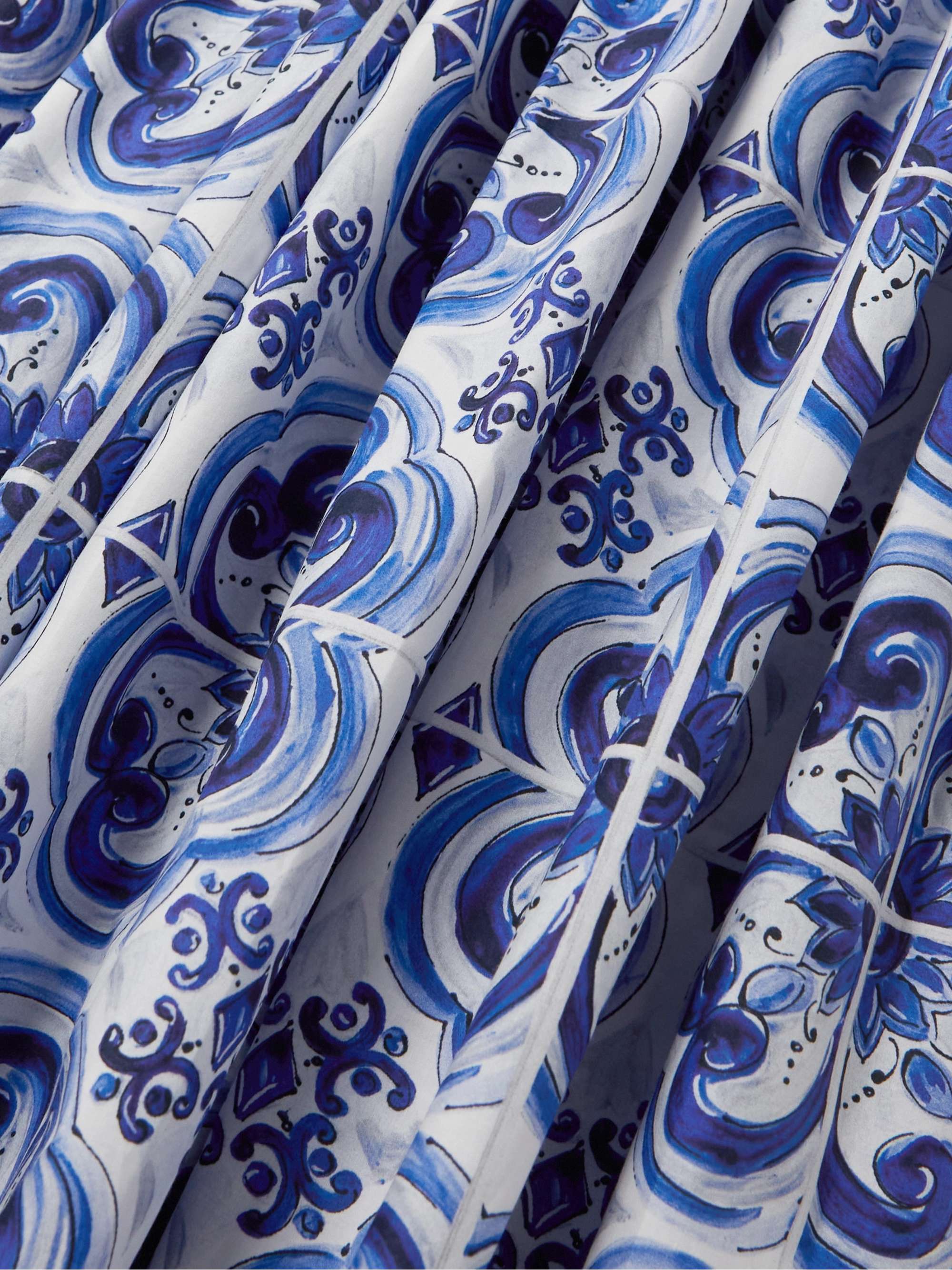 Maiolica open-back shirred printed cotton-poplin maxi dress view