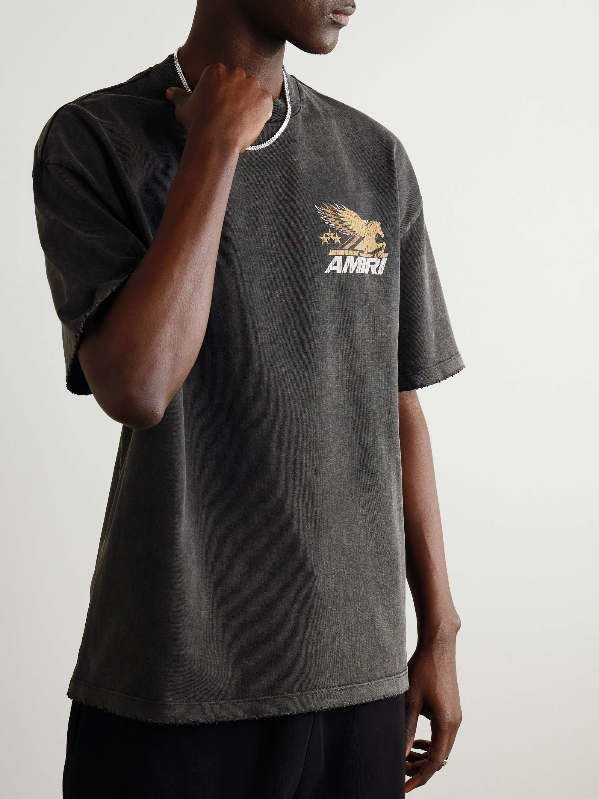 Vintage Pegasus Oversized Distressed Logo-Print Cotton-Jersey T-Shirt view