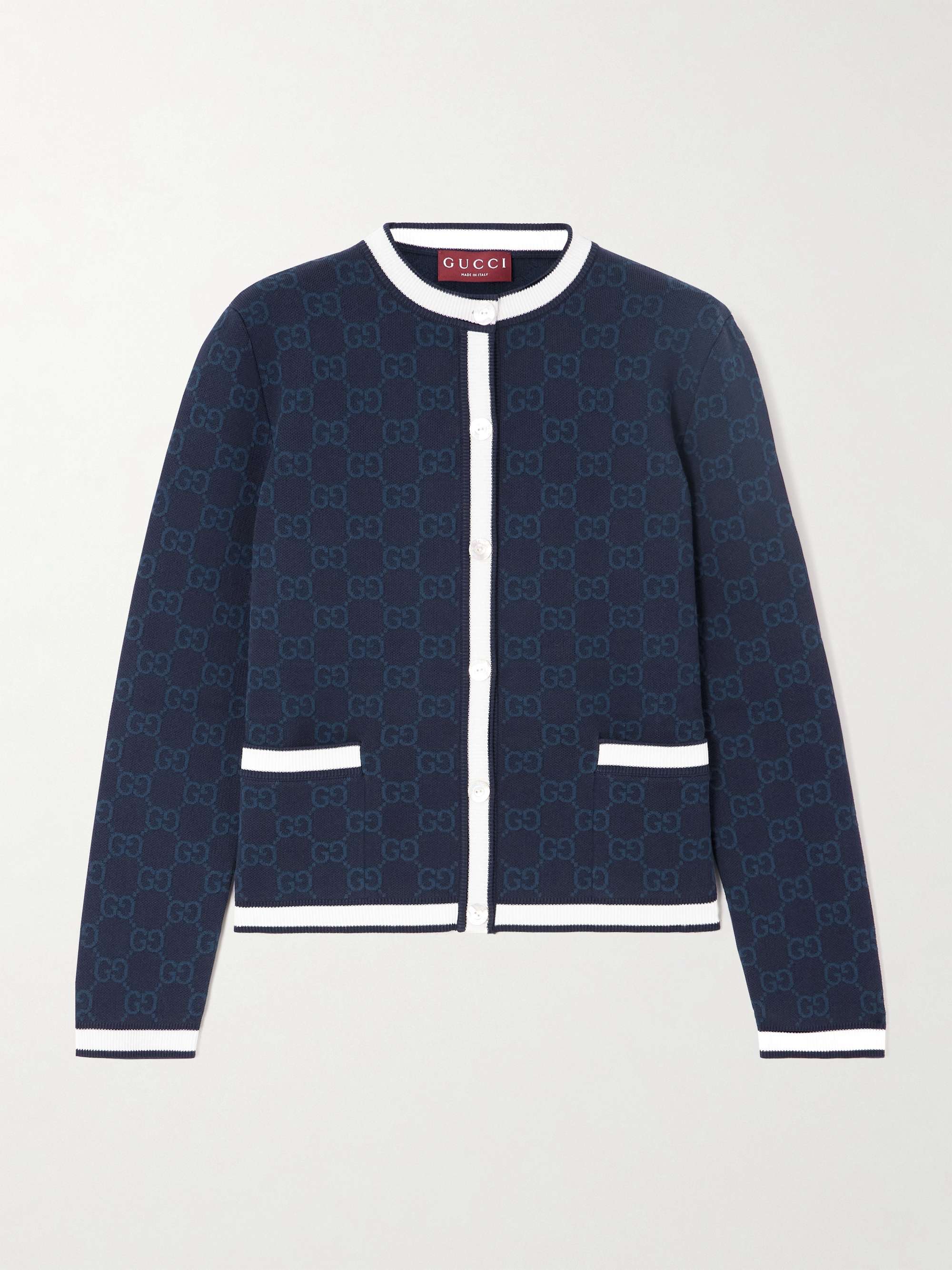 Striped jacquard-knit cotton cardigan hero visual