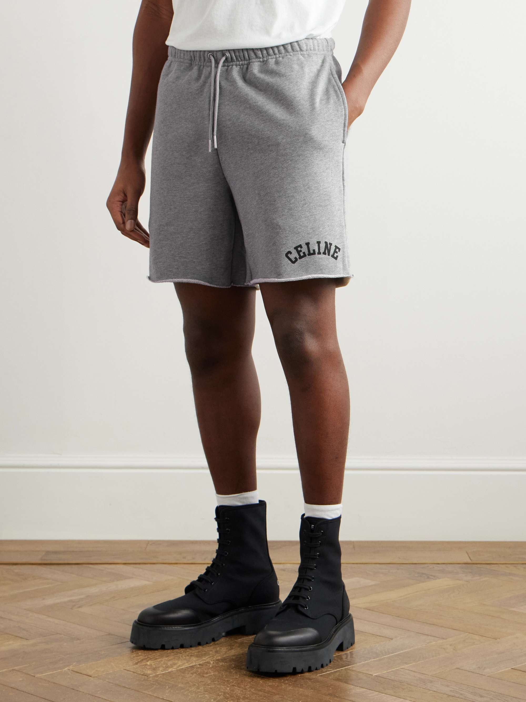 Wide-Leg Logo-Print Cotton-Jersey Shorts view
