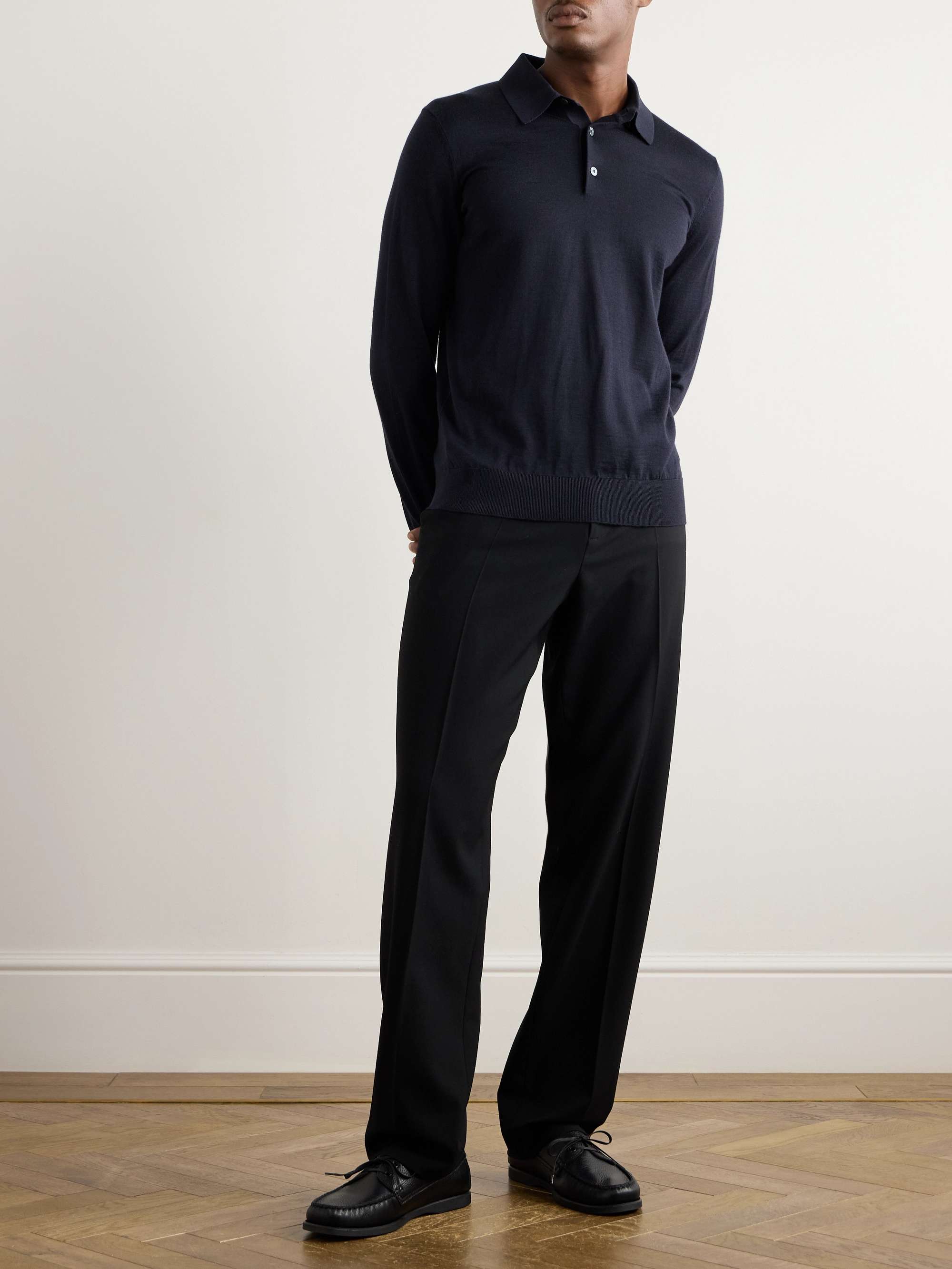 Cashmere and Silk-Blend Piqué Polo Shirt view