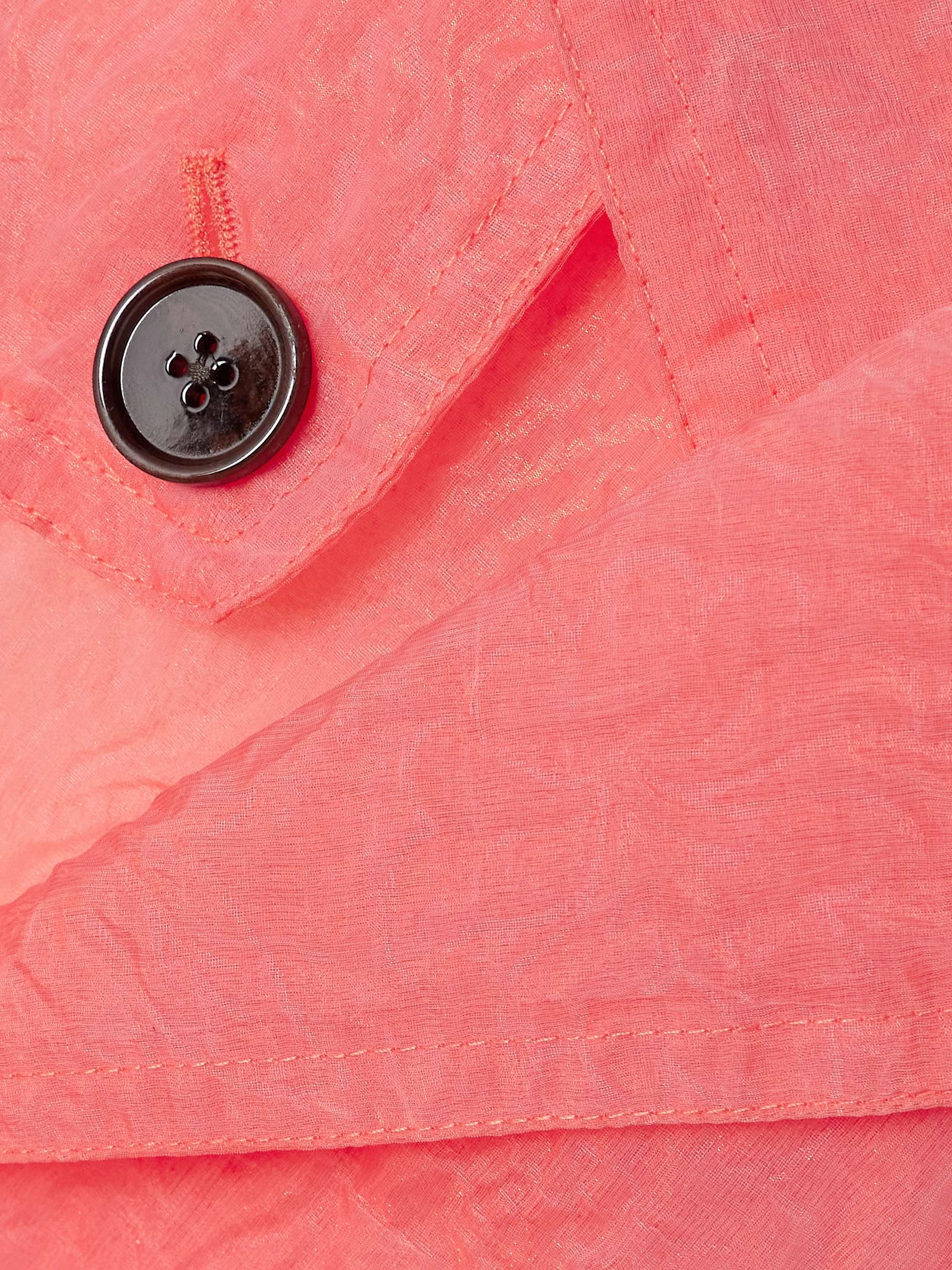 Belted double-breasted crinkled-organza trench coat view