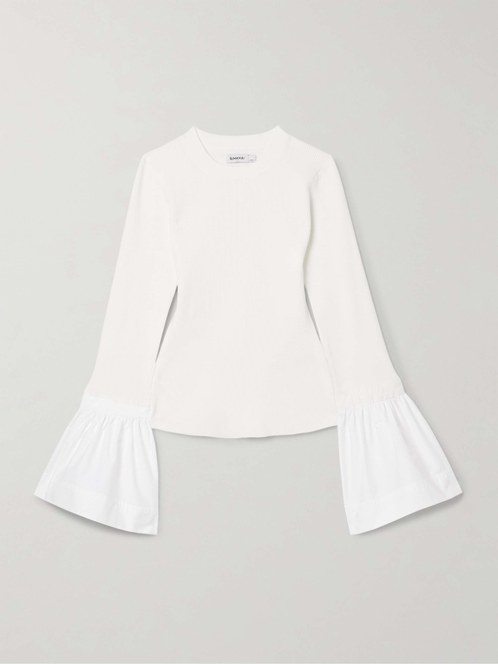 Agata poplin-trimmed ribbed-knit top hero visual