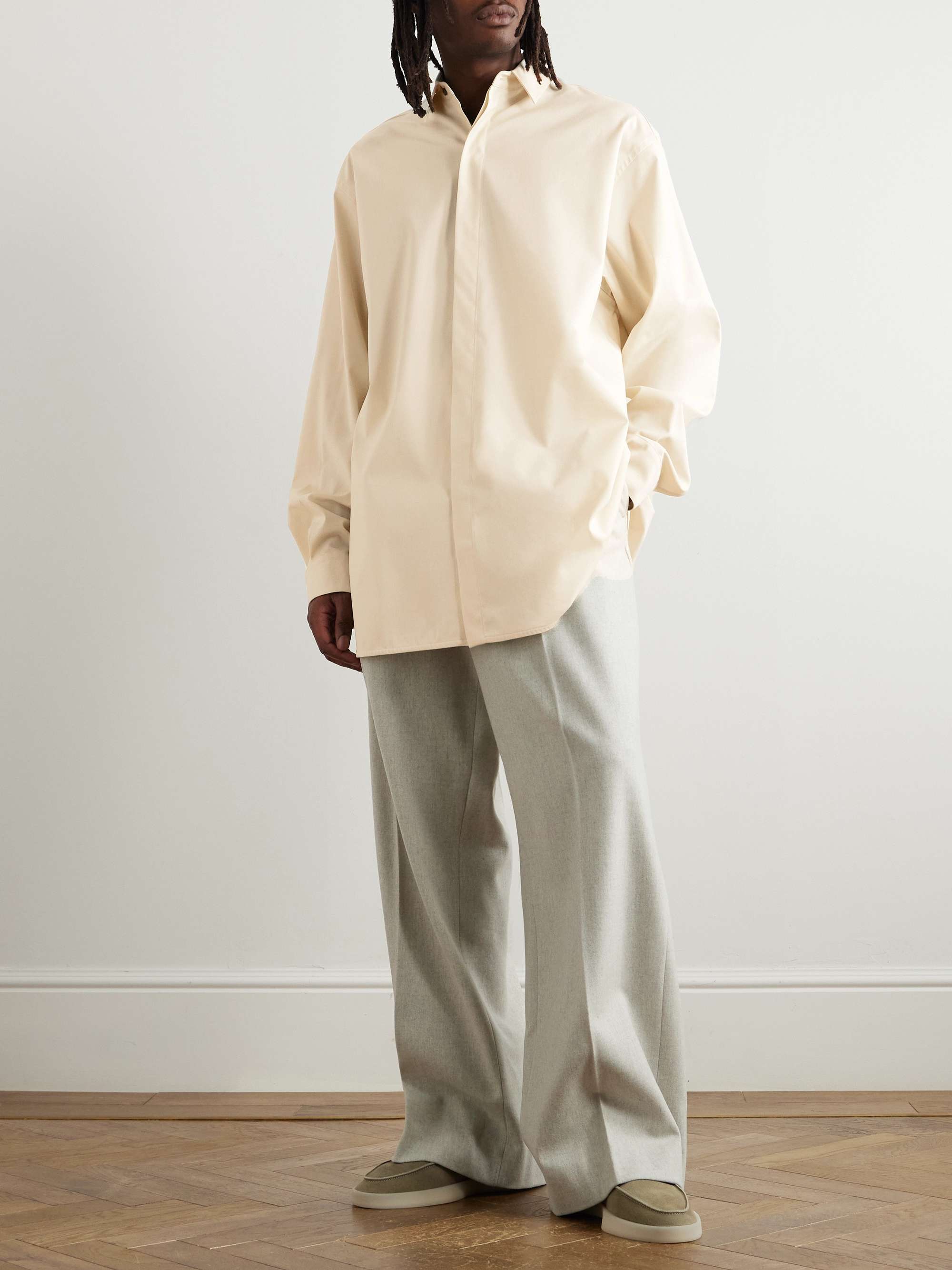 Oversized Stretch-Cotton and Wool-Blend Oxford Shirt view