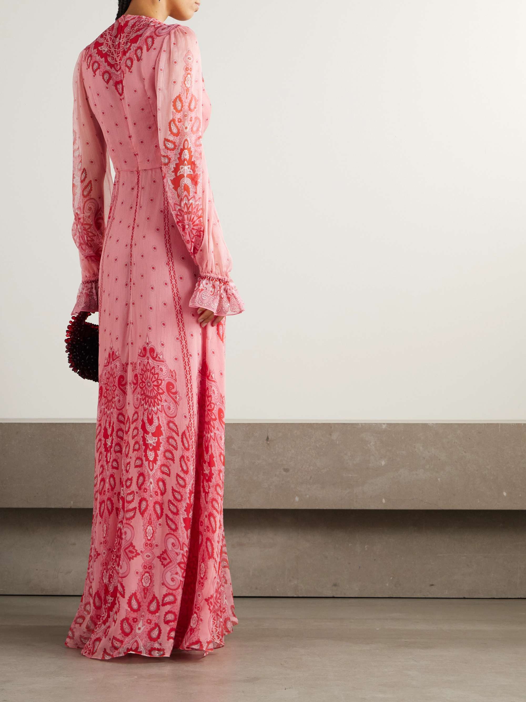 Tiered paisley-print silk-crepon maxi dress view