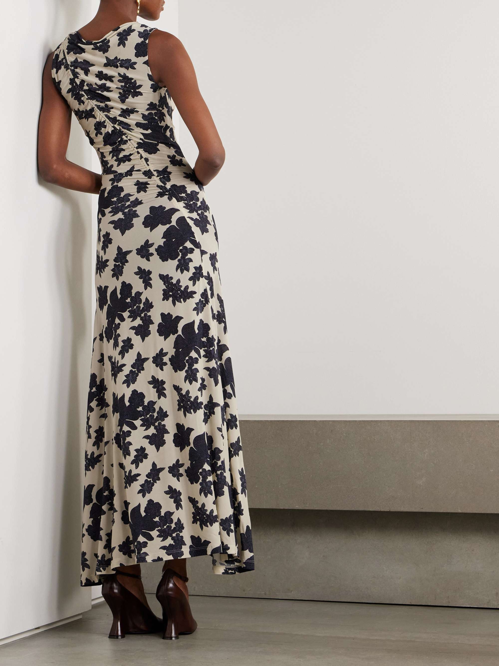 Natalia pleated floral-print stretch-jersey maxi dress view