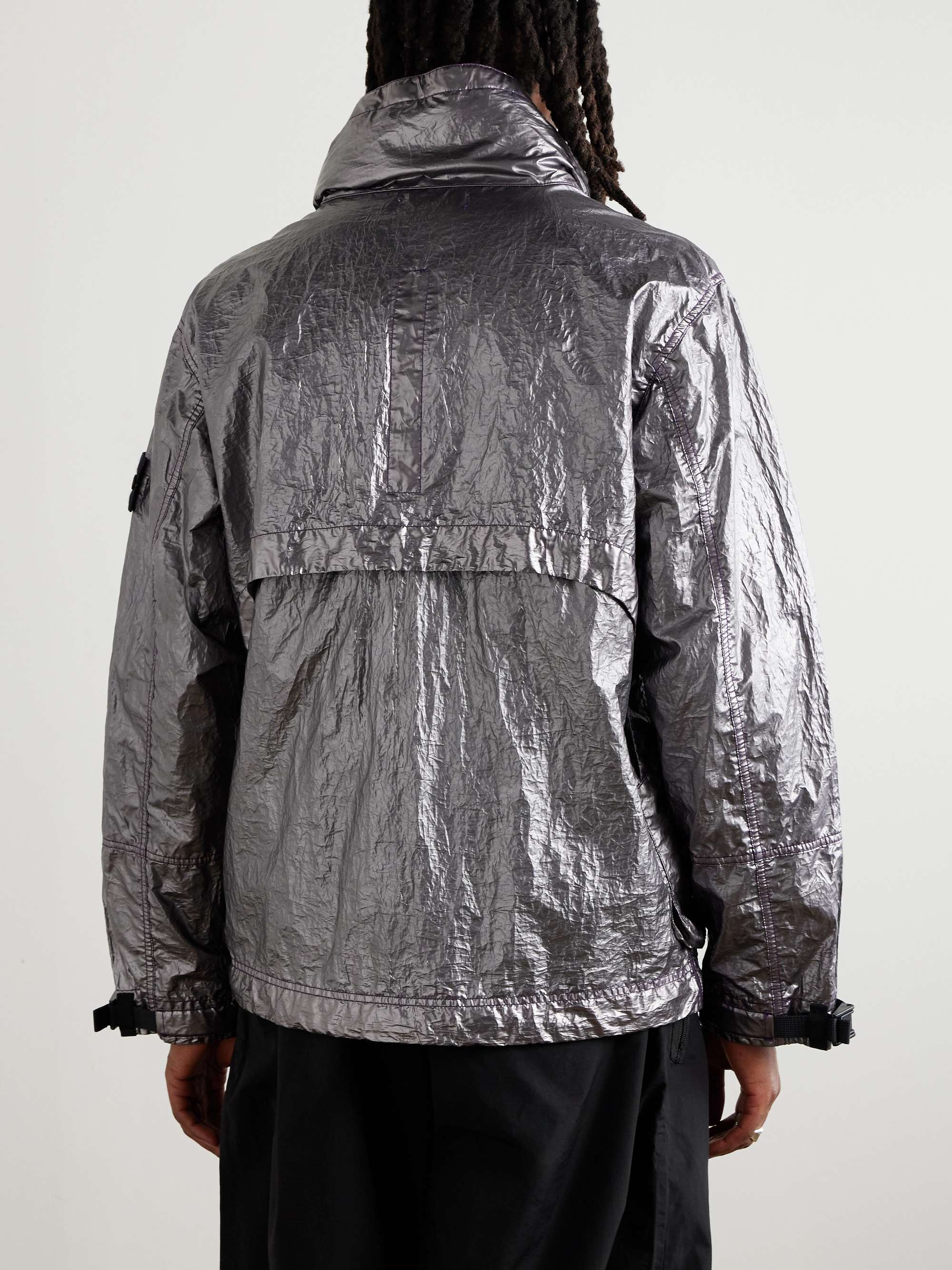 Garment-Dyed Metallic Crinkled-Shell Jacket view