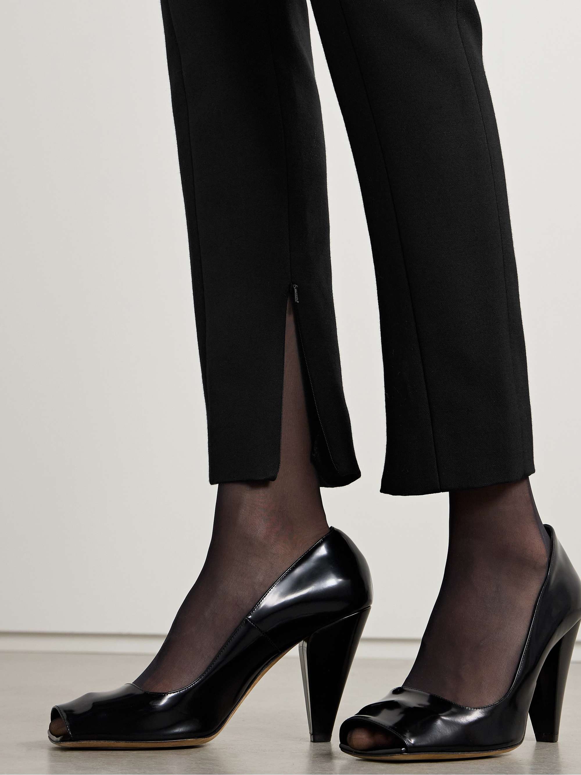 Lenro pleated satin-trimmed grain de poudre straight-leg pants view