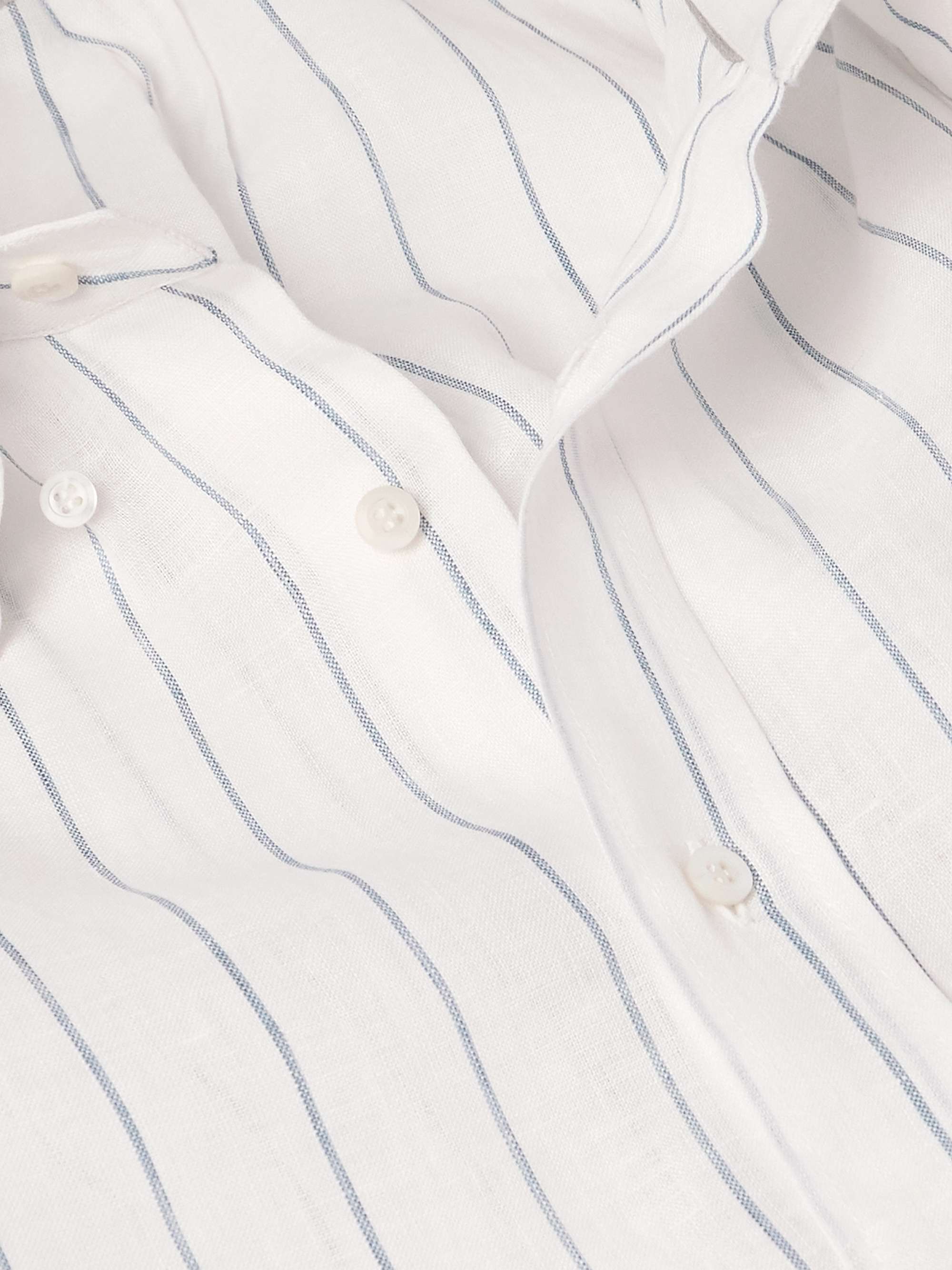 Button-Down Collar Striped Linen Shirt view