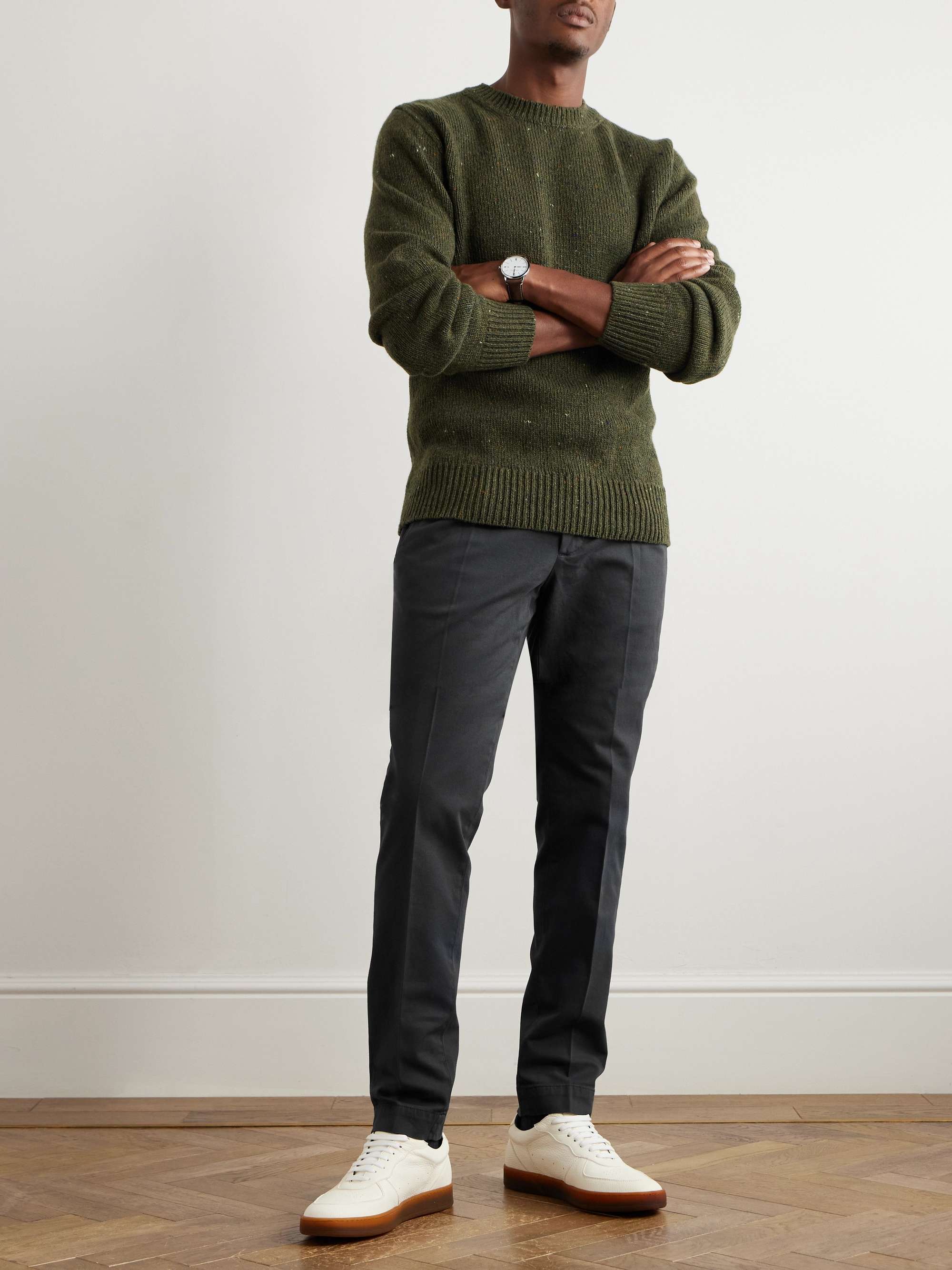 Venezia 1951 Slim-Fit Pleated Stretch-Cotton Trousers view