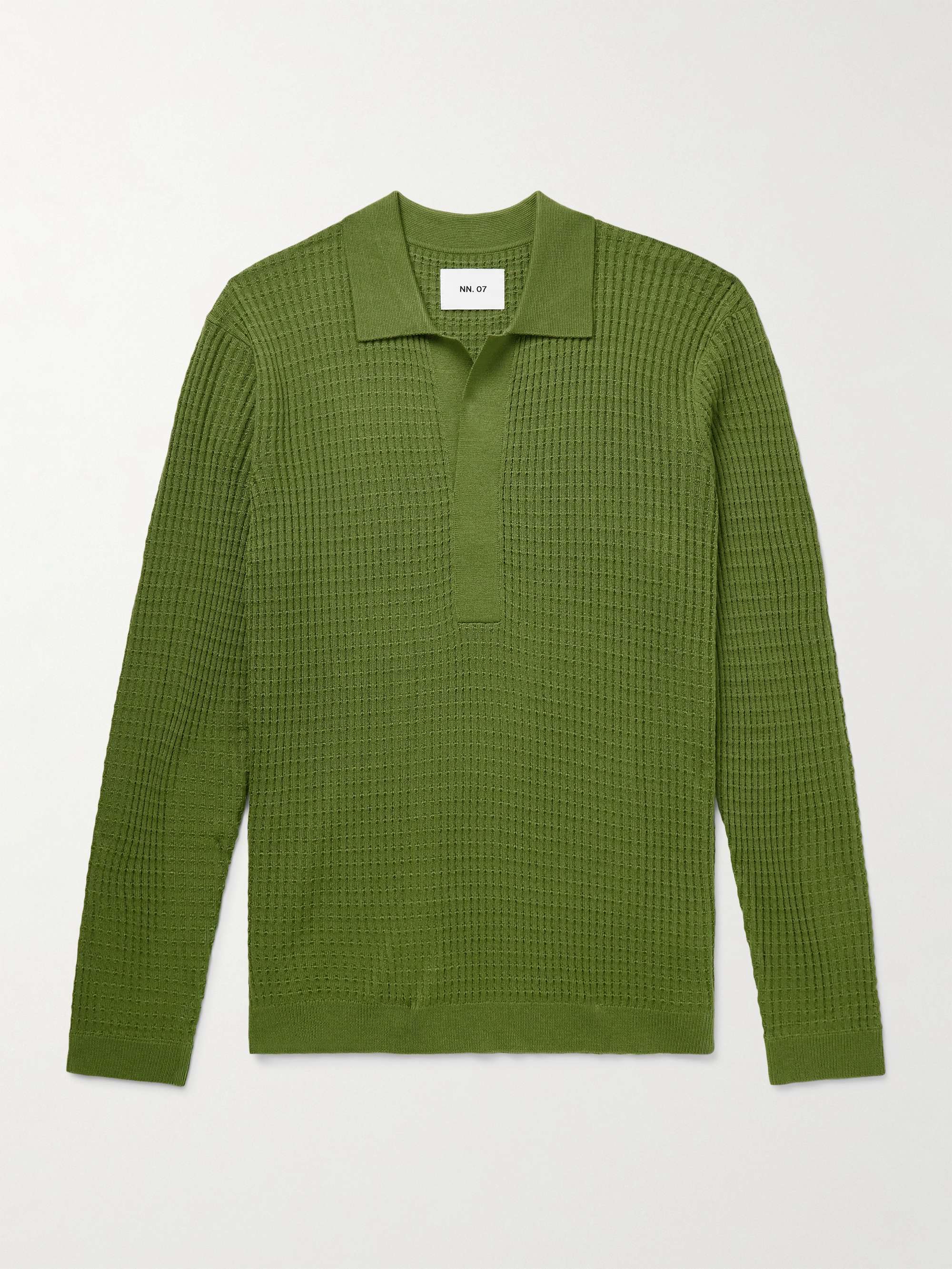 Huxley 6659 Slim-Fit Waffle-Knit Wool-Blend Polo Shirt hero visual