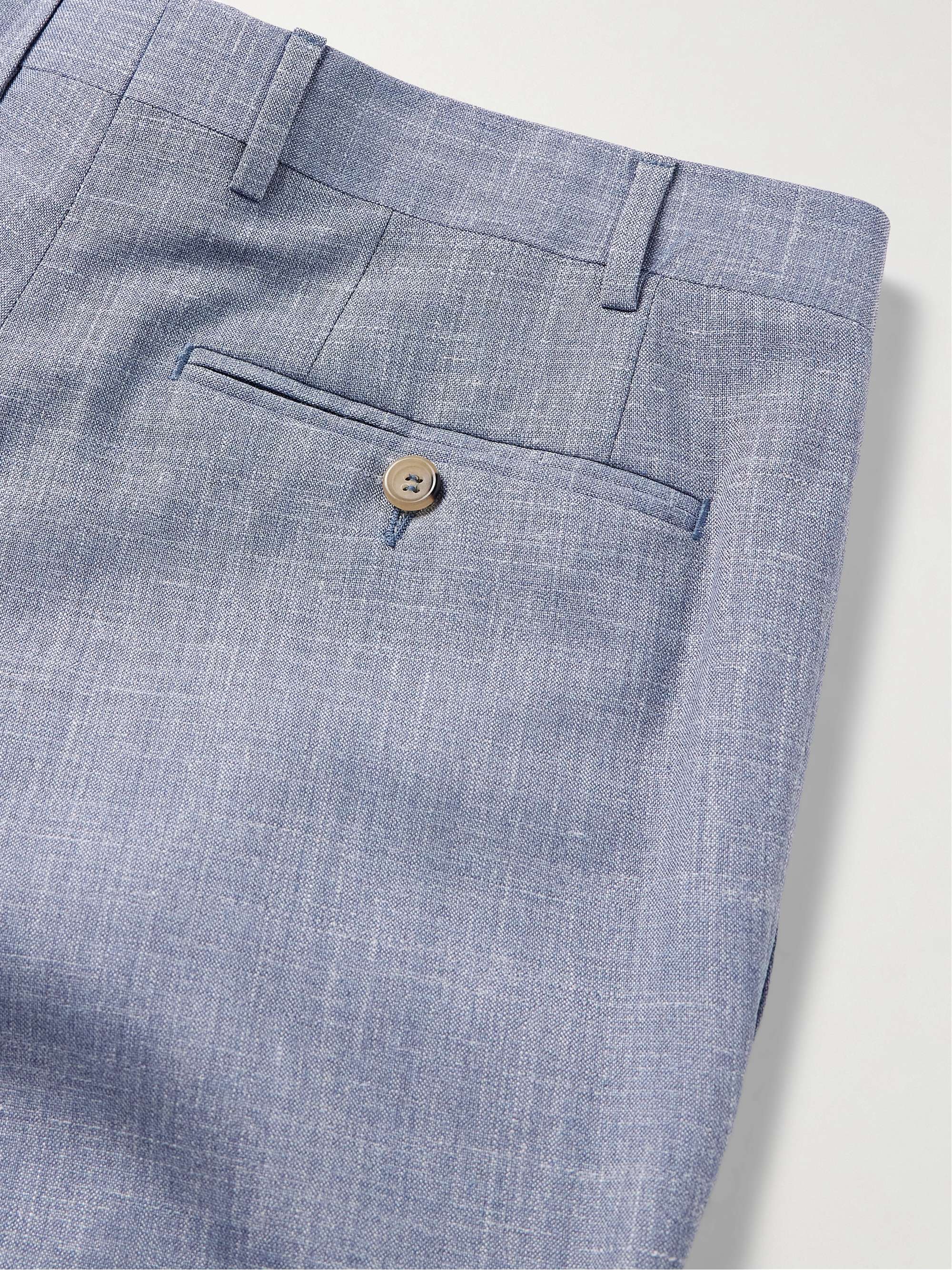 Kei Slim-Fit Straight-Leg Wool, Silk and Linen-Blend Suit Trousers view
