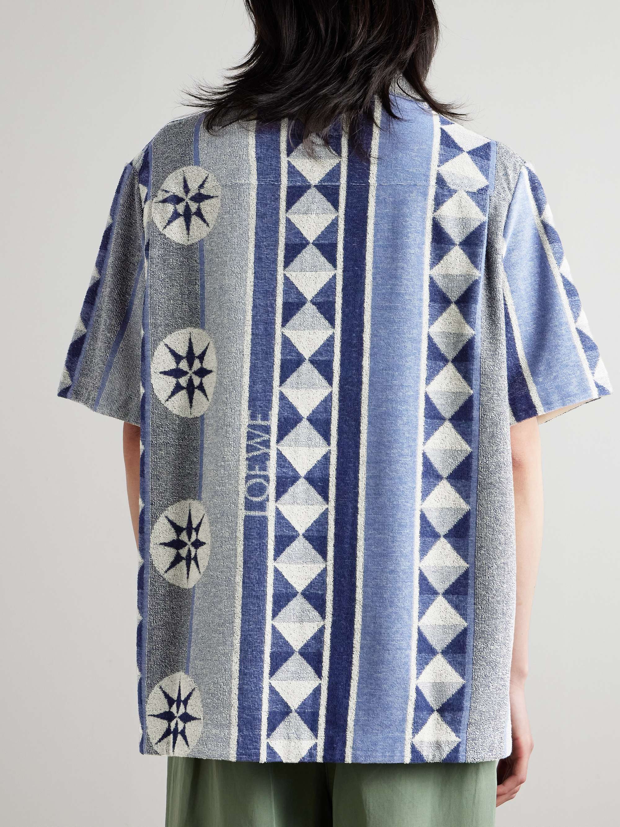 + Paula's Ibiza Camp-Collar Jacquard-Knit Cotton-Blend Terry Shirt view