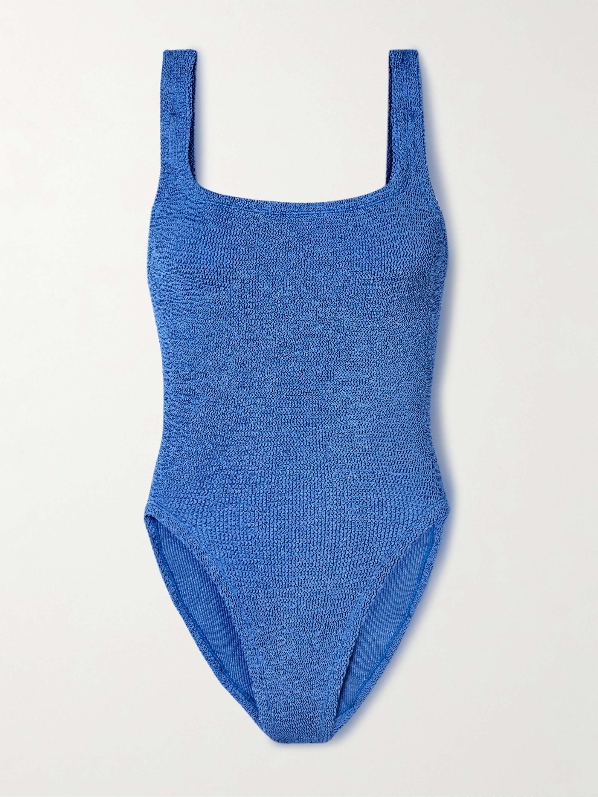Square Neck metallic seersucker swimsuit hero visual