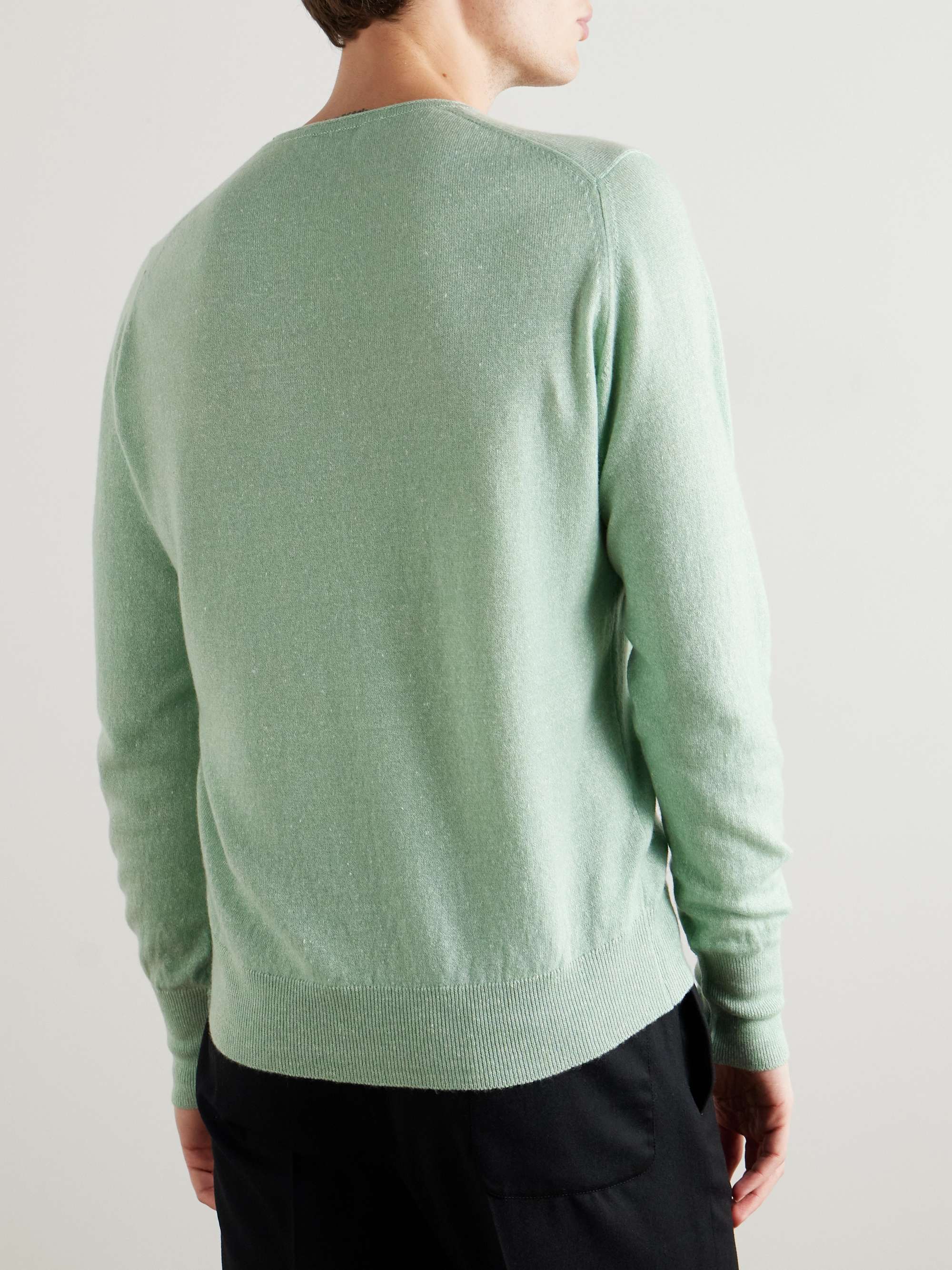 Slim-Fit Cashmere and Linen-Blend Sweater view