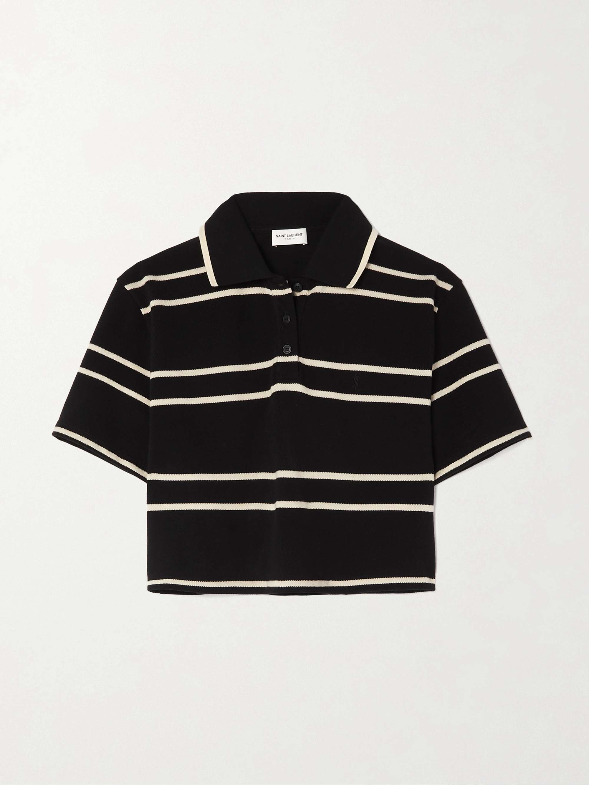 Striped cropped cotton-piqué polo shirt hero visual