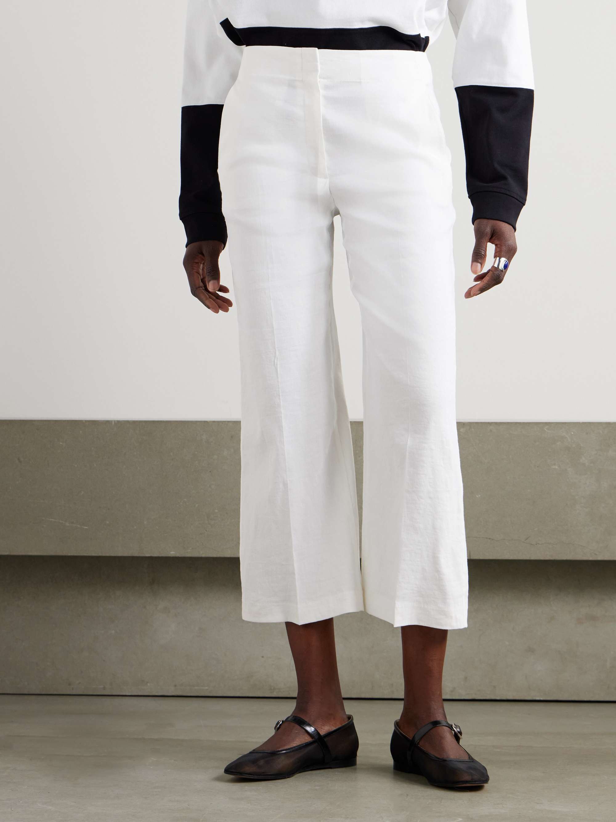 Terena cropped linen-blend wide-leg pants view