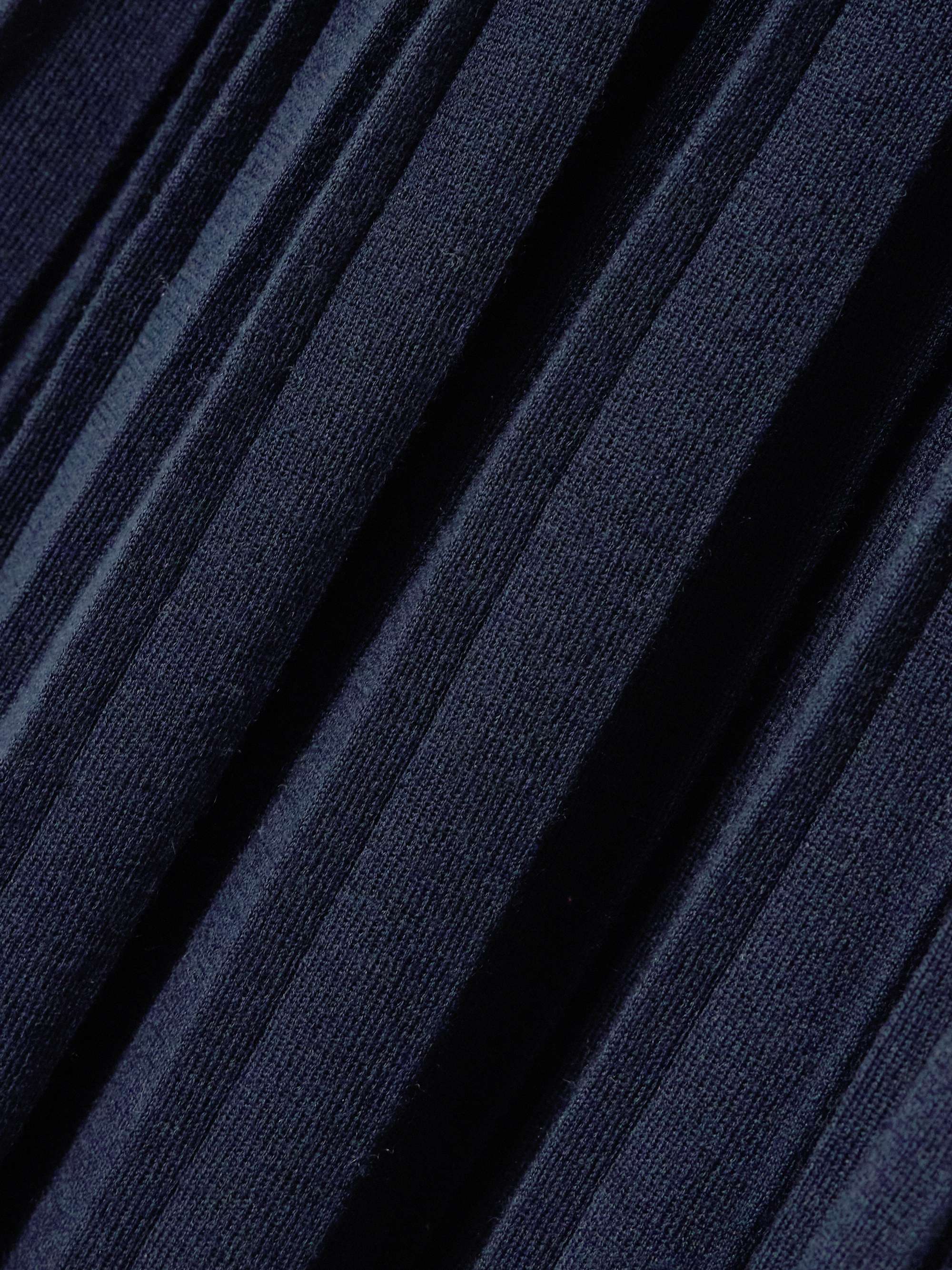 Ribbed silk and organic cashmere-blend midi dress view