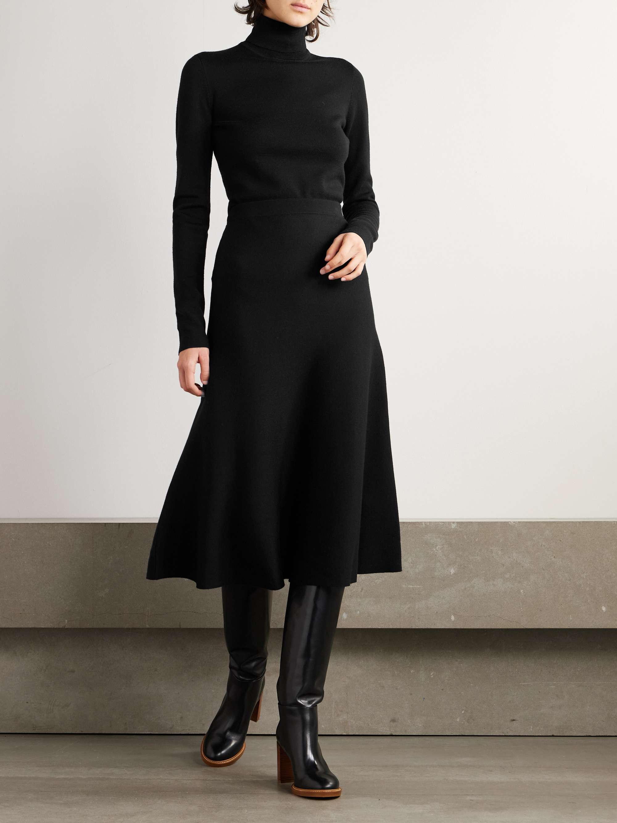 Freddie wool, cashmere and silk-blend midi skirt view