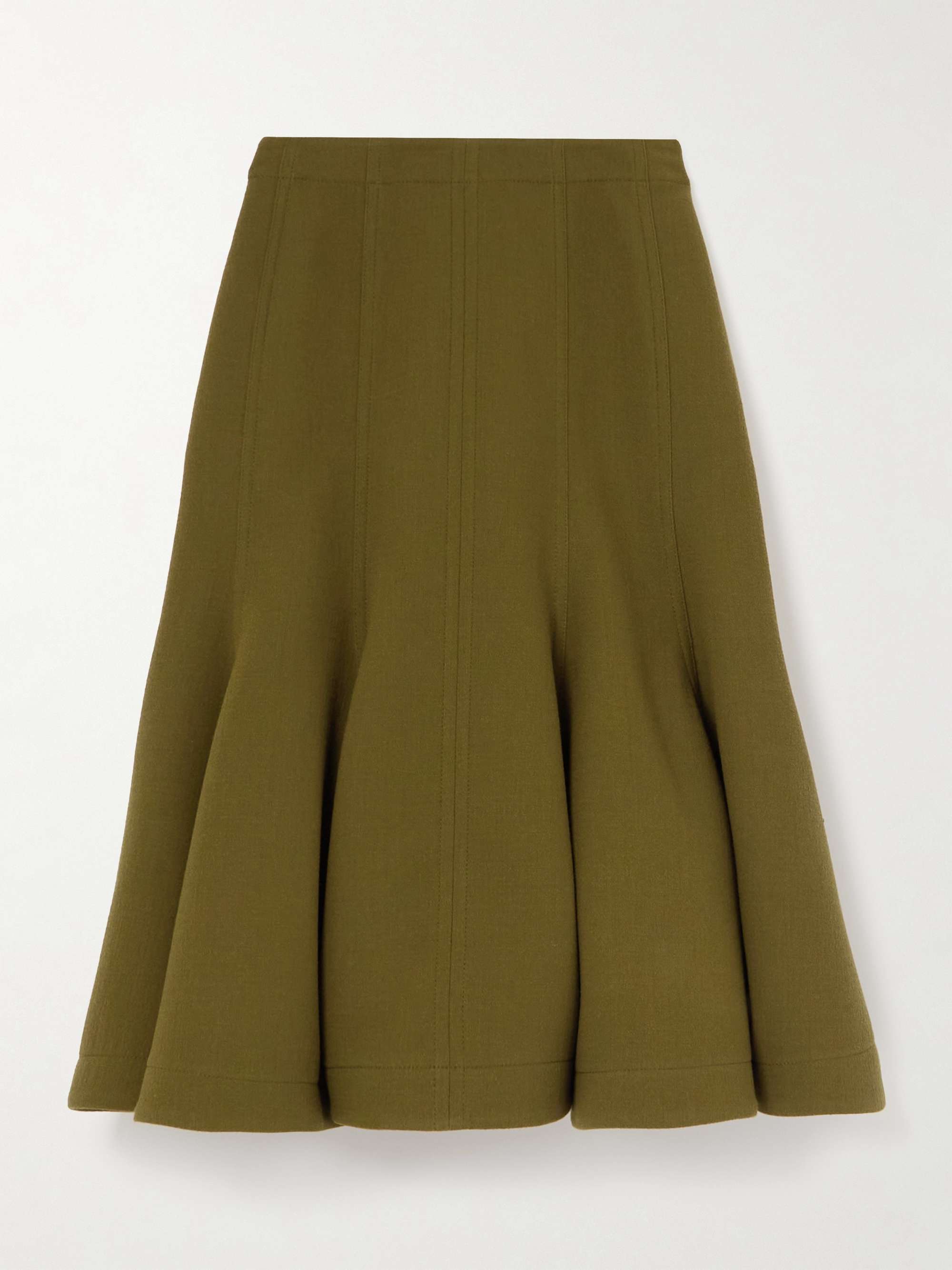 Paneled pleated wool-crepe midi skirt hero visual