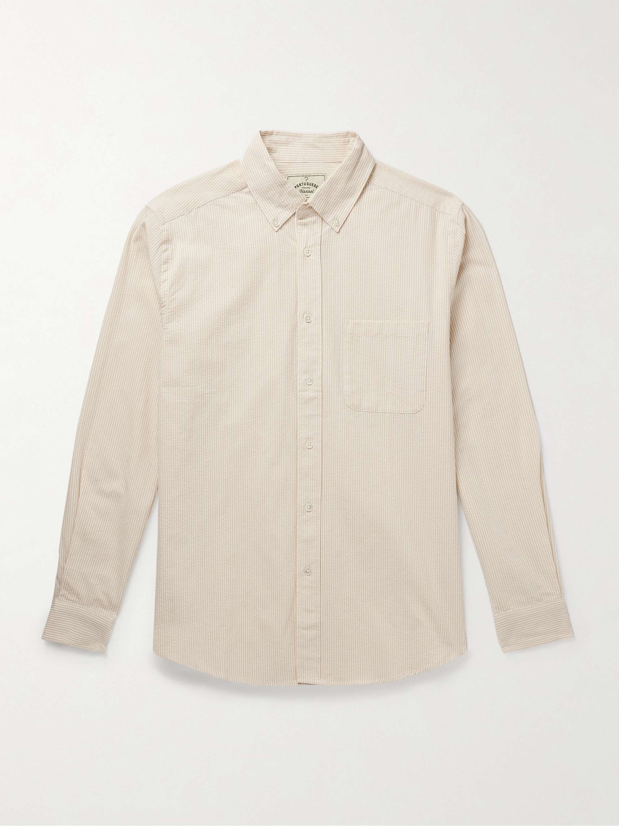 Atlantico Slim-Fit Button-Down Collar Cotton-Seersucker Shirt hero visual