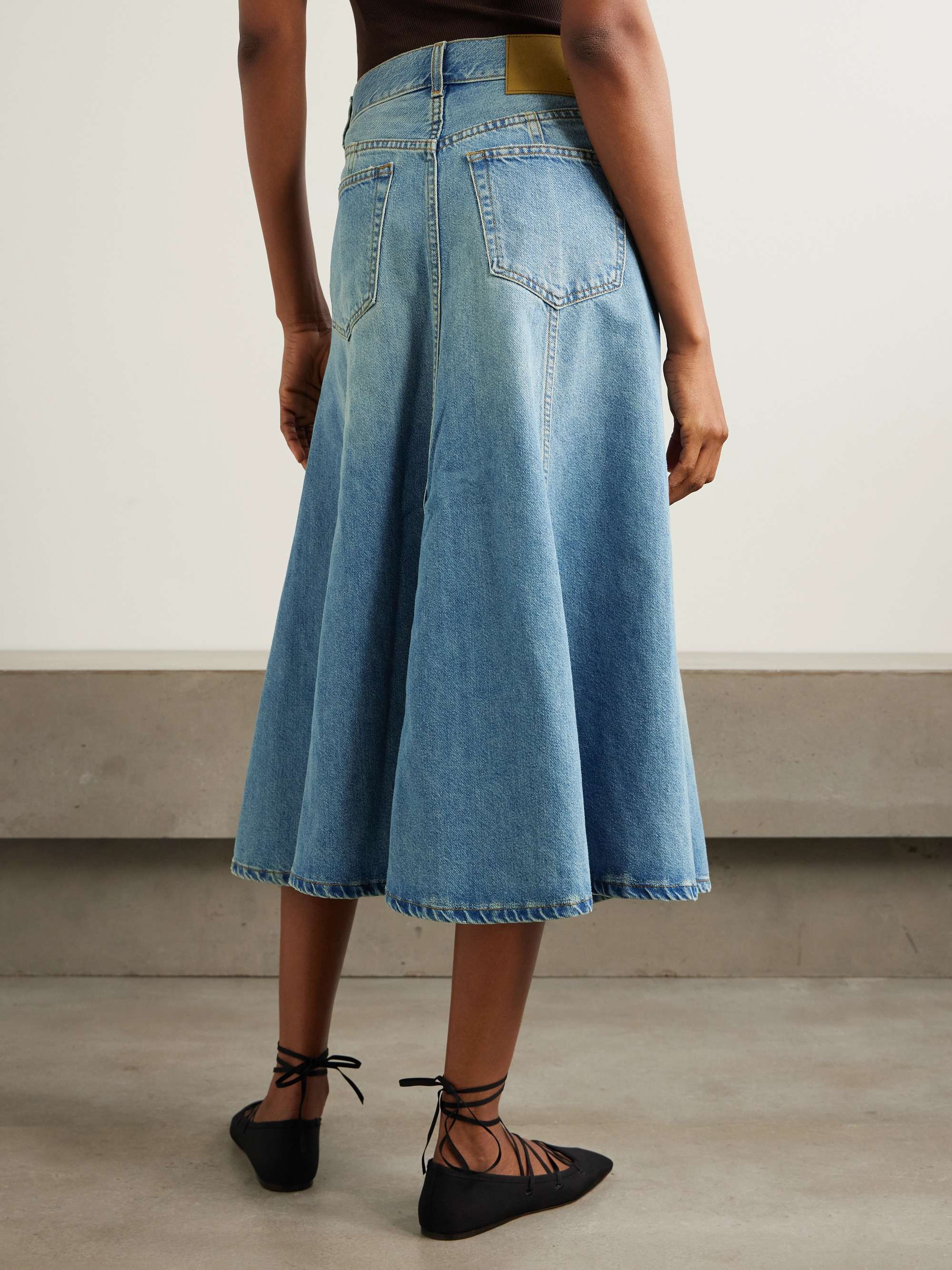 Serenity paneled denim midi skirt view