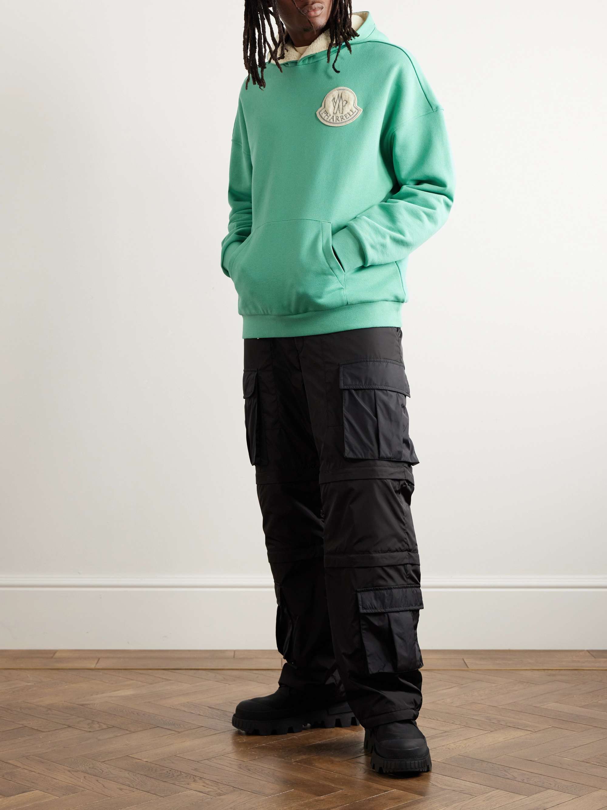 + Pharrell Williams Reversible Logo-Appliquéd Cotton-Jersey and Fleece Hoodie view