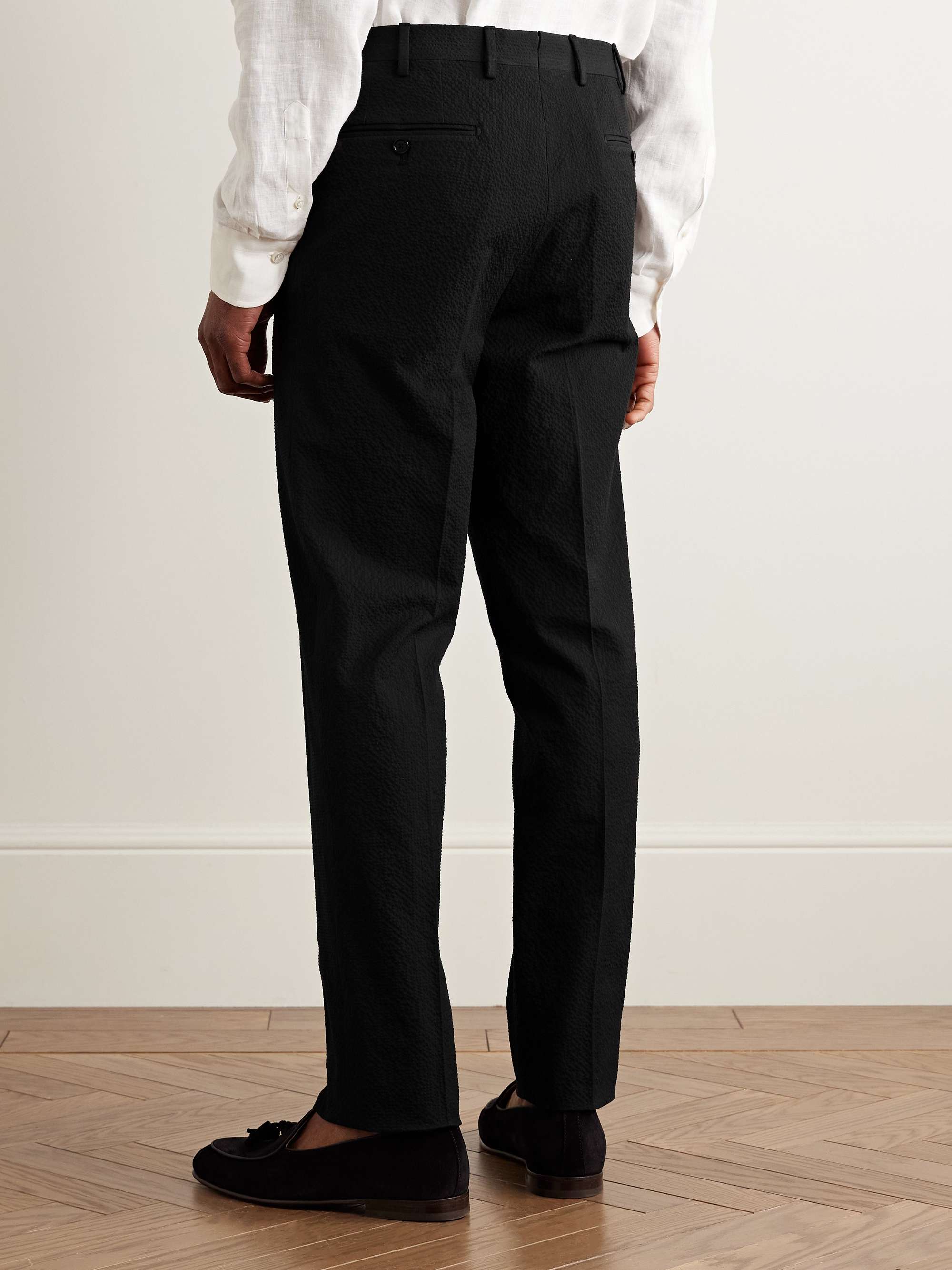 Slim-Fit Cotton-Blend Seersucker Suit Trousers view